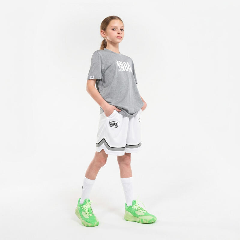 Șort de baschet NBA copii, SH900 alb