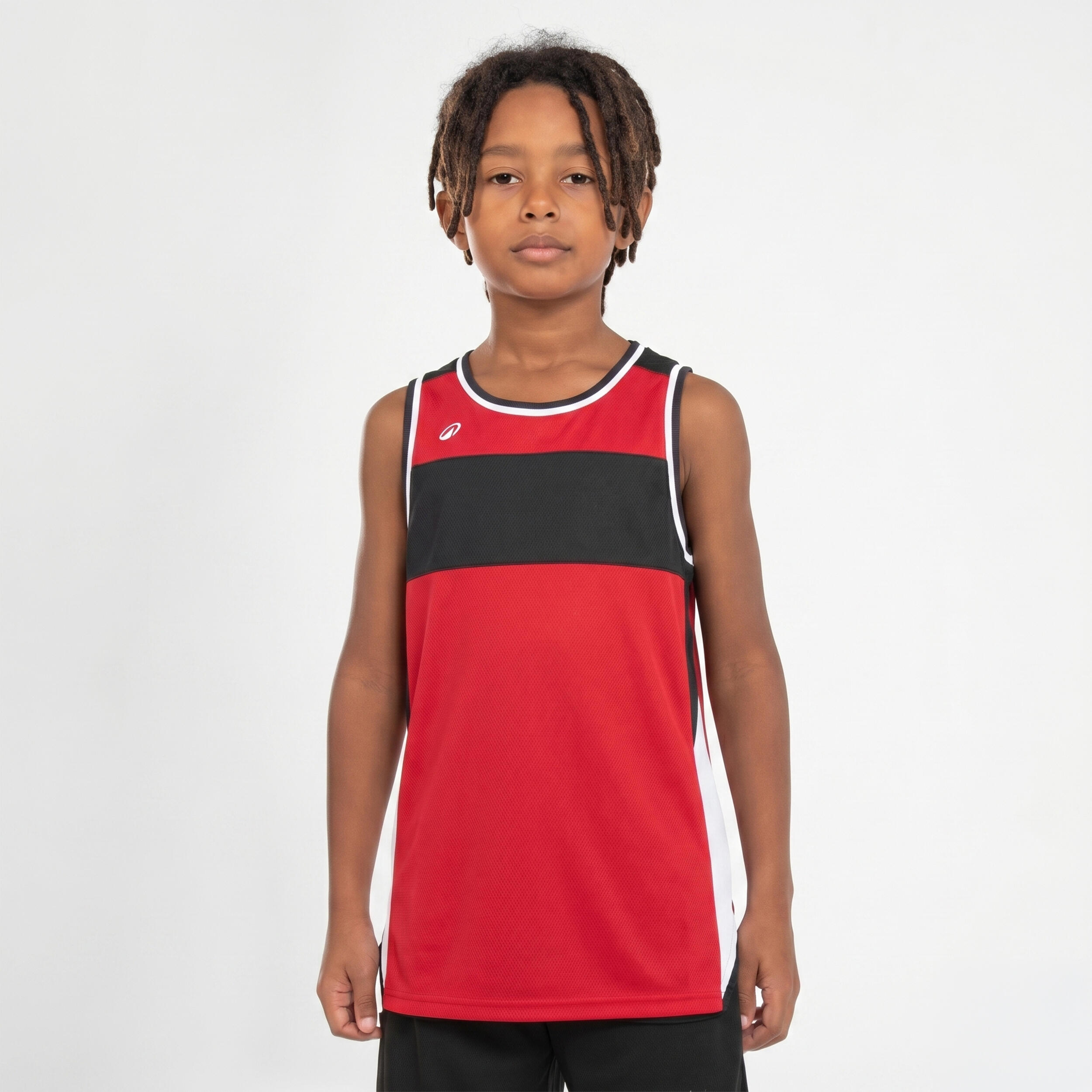 KIPSTA Detské obojstranné basketbalové tielko T500R červeno-čierne 12-13 r (151-160 cm) · záber 4