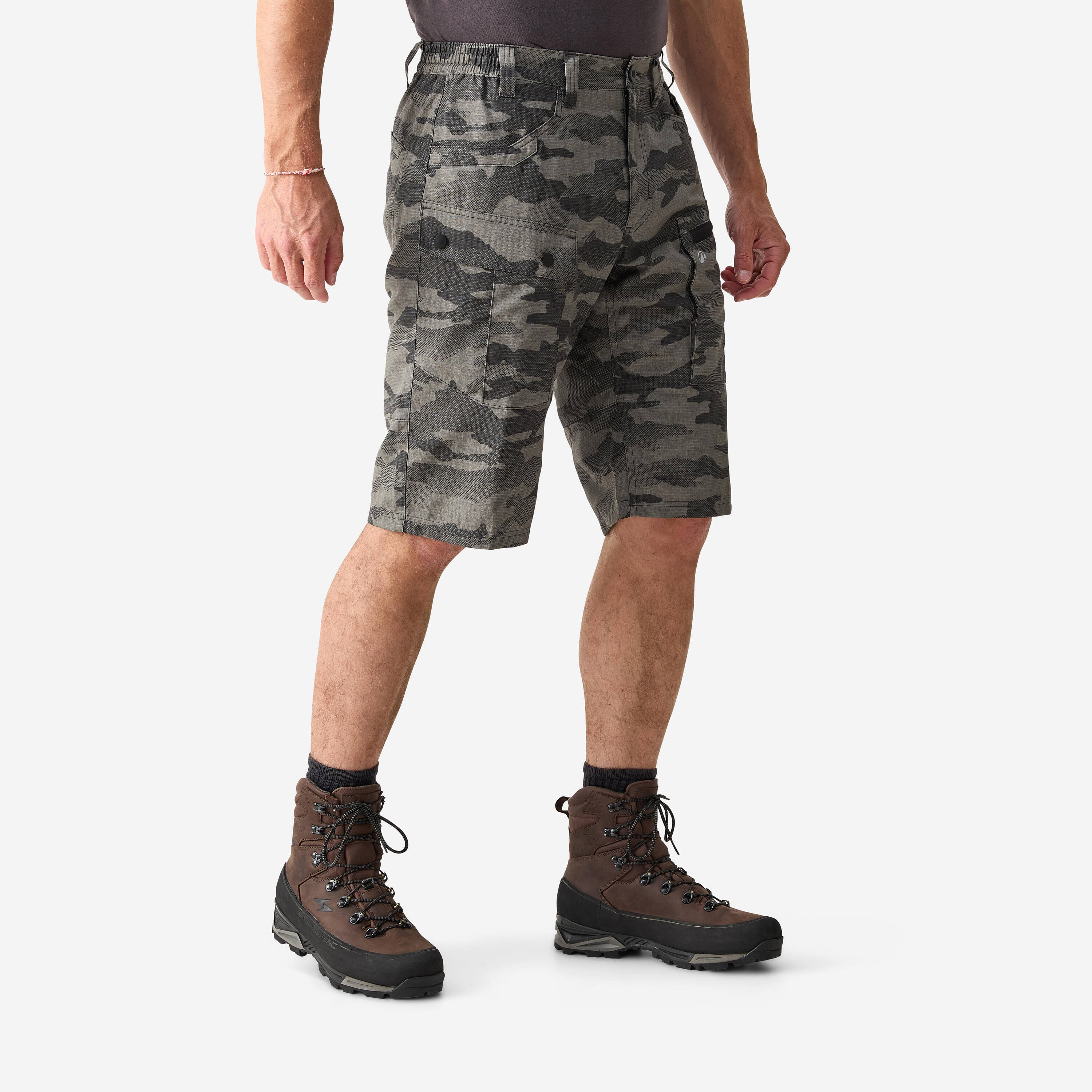 Men’s hemp cargo Bermuda shorts 500 grey -  1