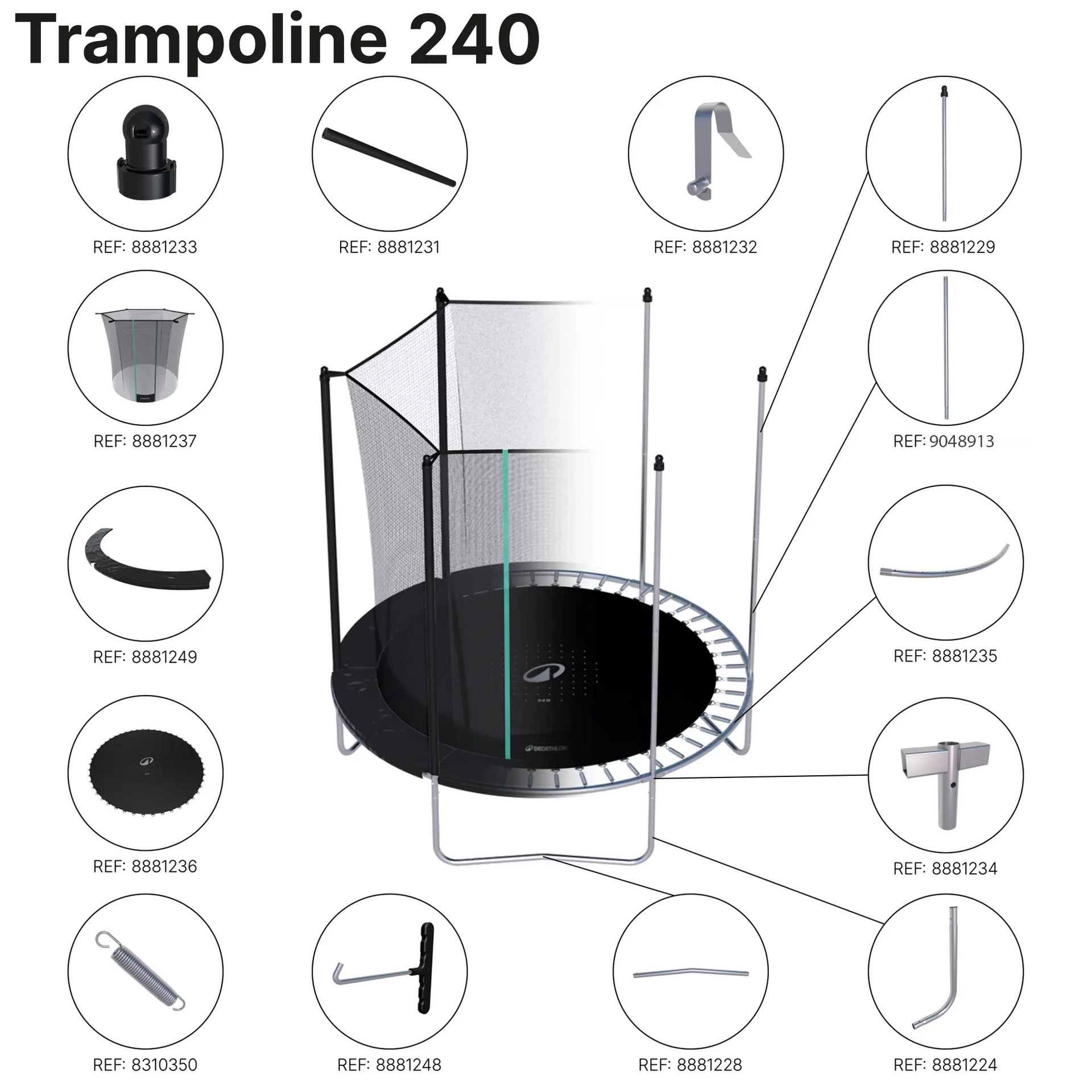 Trampoline 240  notice reparation entretien Pièces détachées Gymnastique Decathlon Domyos