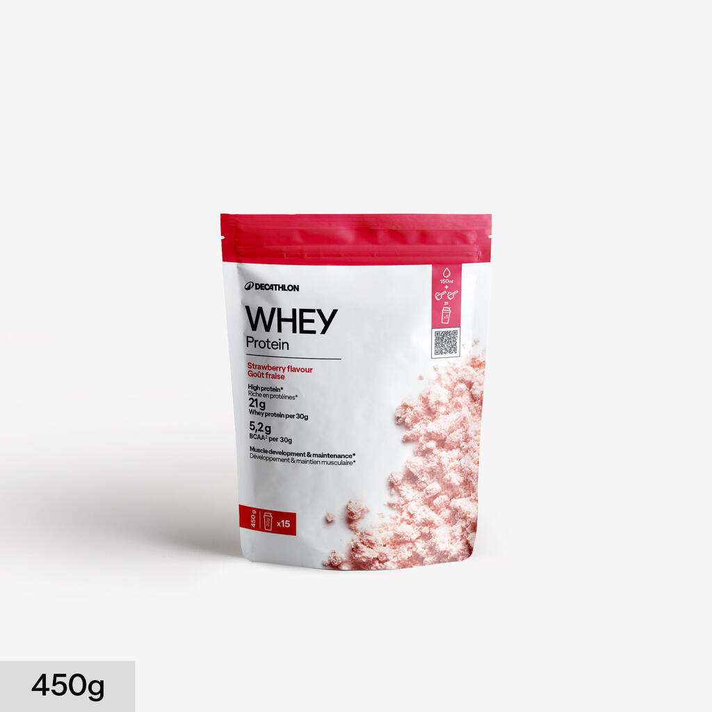 Išrūgų baltymai, braškių skonio, 450 g