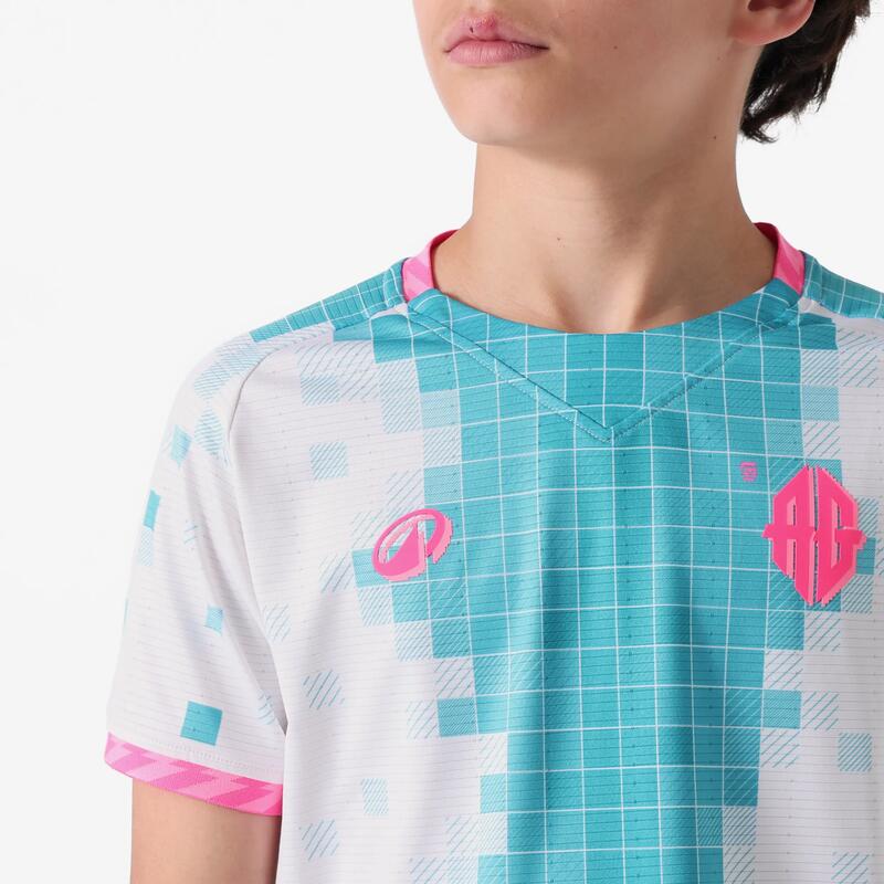 Çocuk Futbol Forması - Beyaz/Turkuaz/Neon Pembe - Viralto II AG A. Griezmann