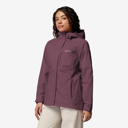Veste imperméable à capuche bordeaux femme
