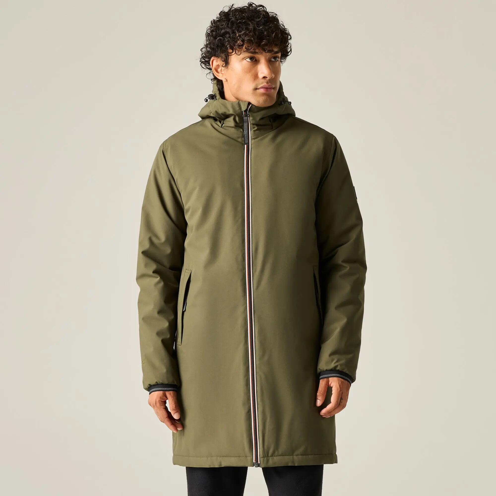 Veste longue sherpa kaki imperméable et chaude adulte 1/2