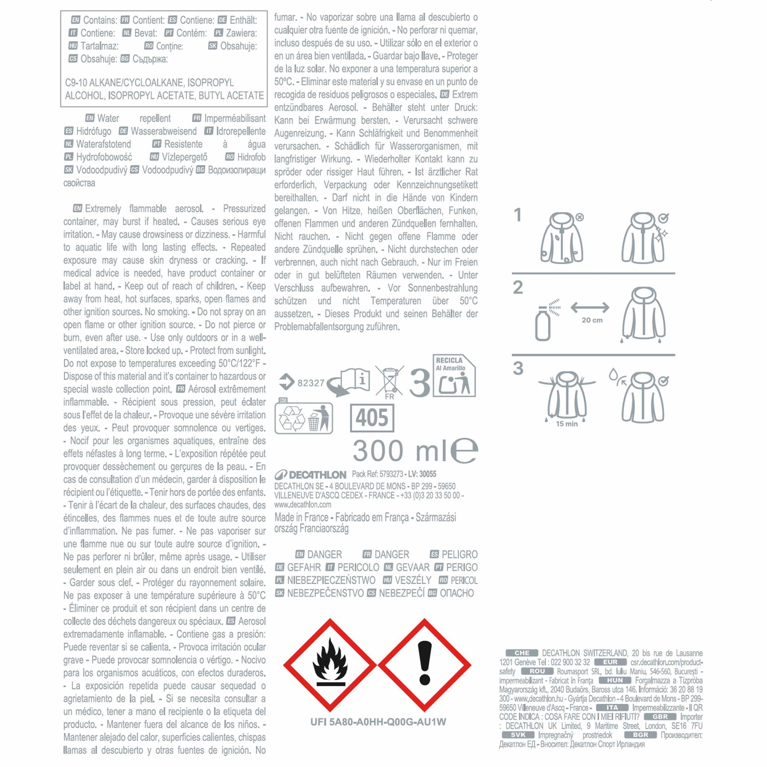 Waterproofing spray for shoes, fabrics and equipment 3/4