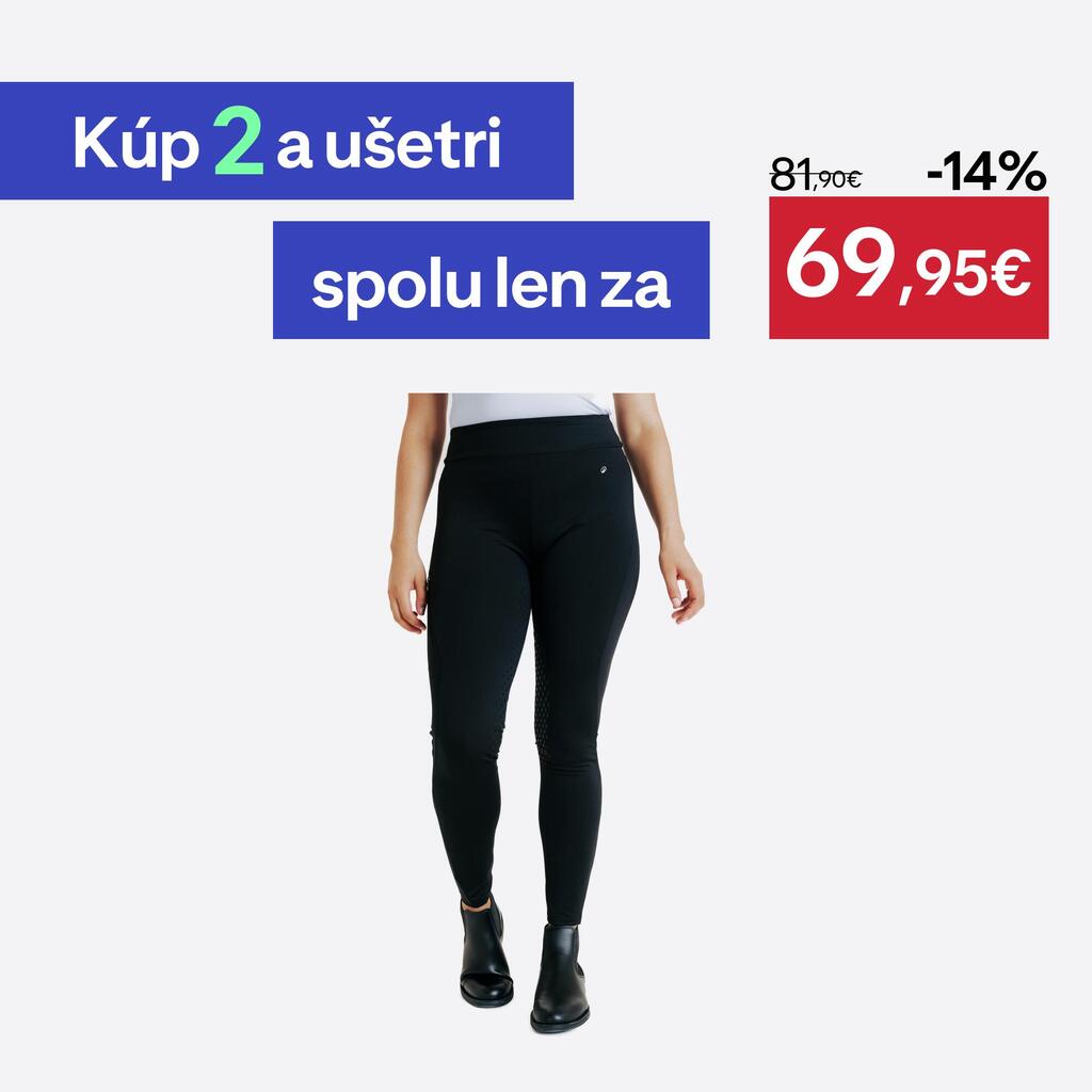 Dámske jazdecké legíny 500 so silikónovým sedom čierne