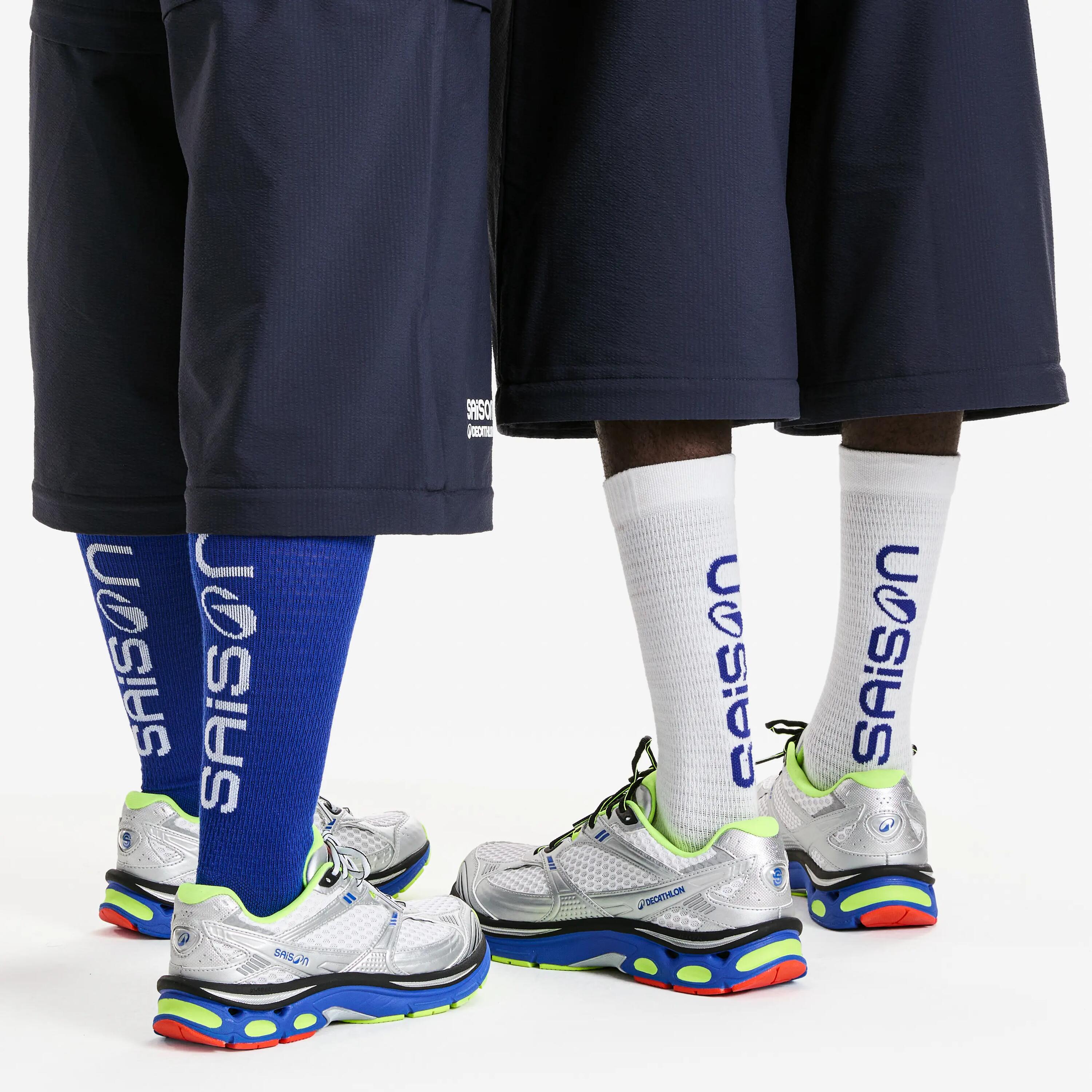 Chaussettes, DECATHLON x SAISON, blanc et bleu 4/6