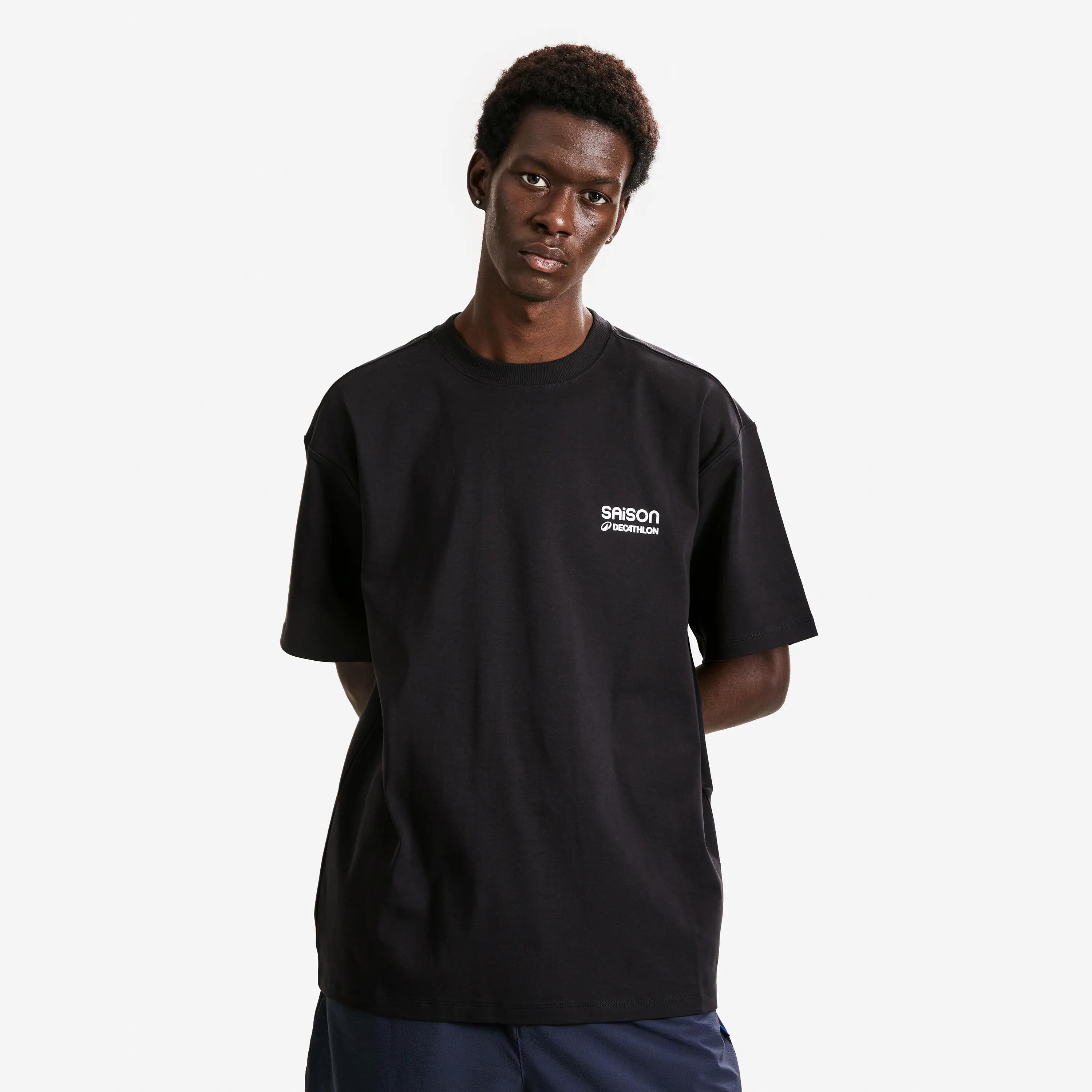 Tee-shirt graphique mixte, DECATHLON x SAISON, noir 4/6