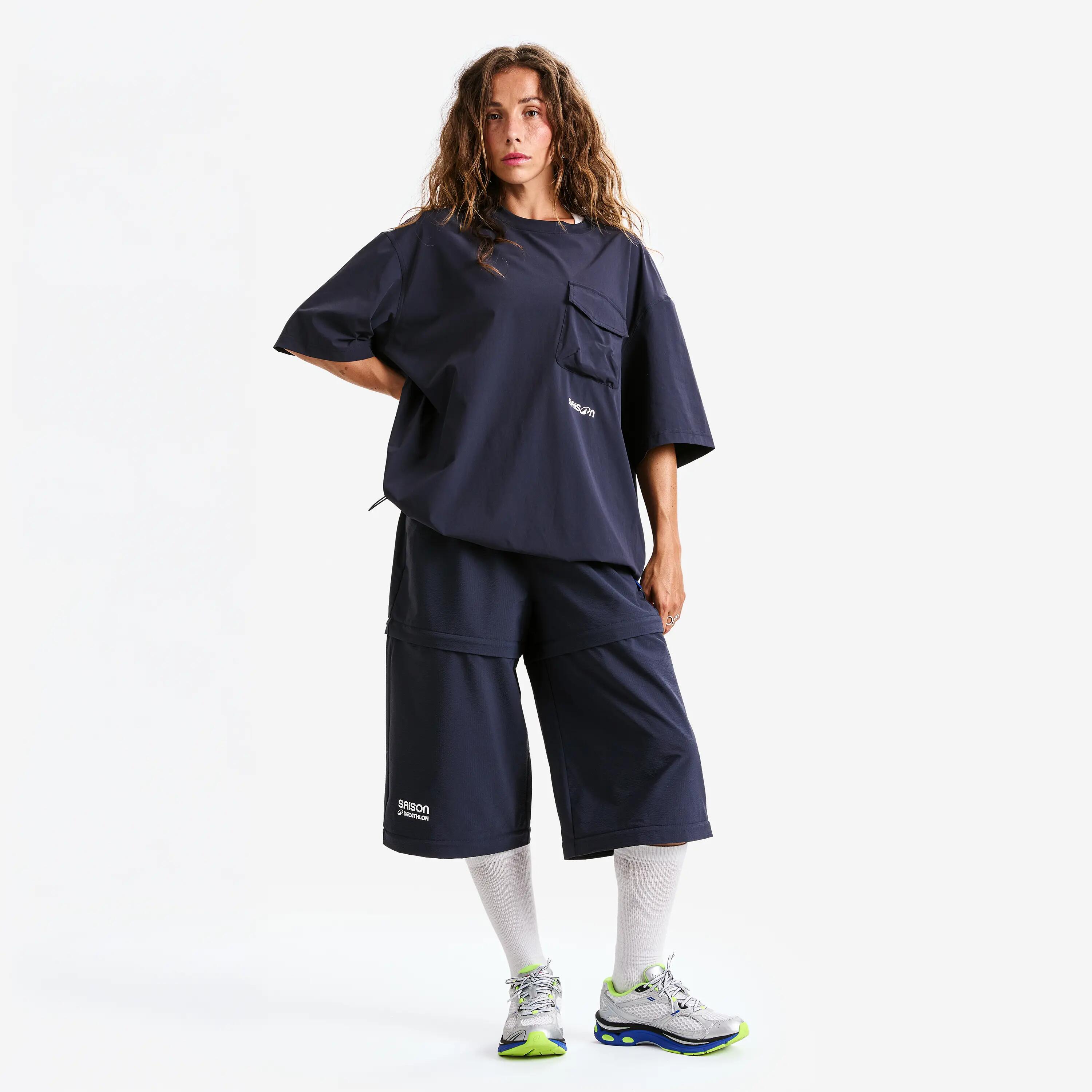 Tee shirt tissé, DECATHLON x SAISON, mixte, bleu 3/6