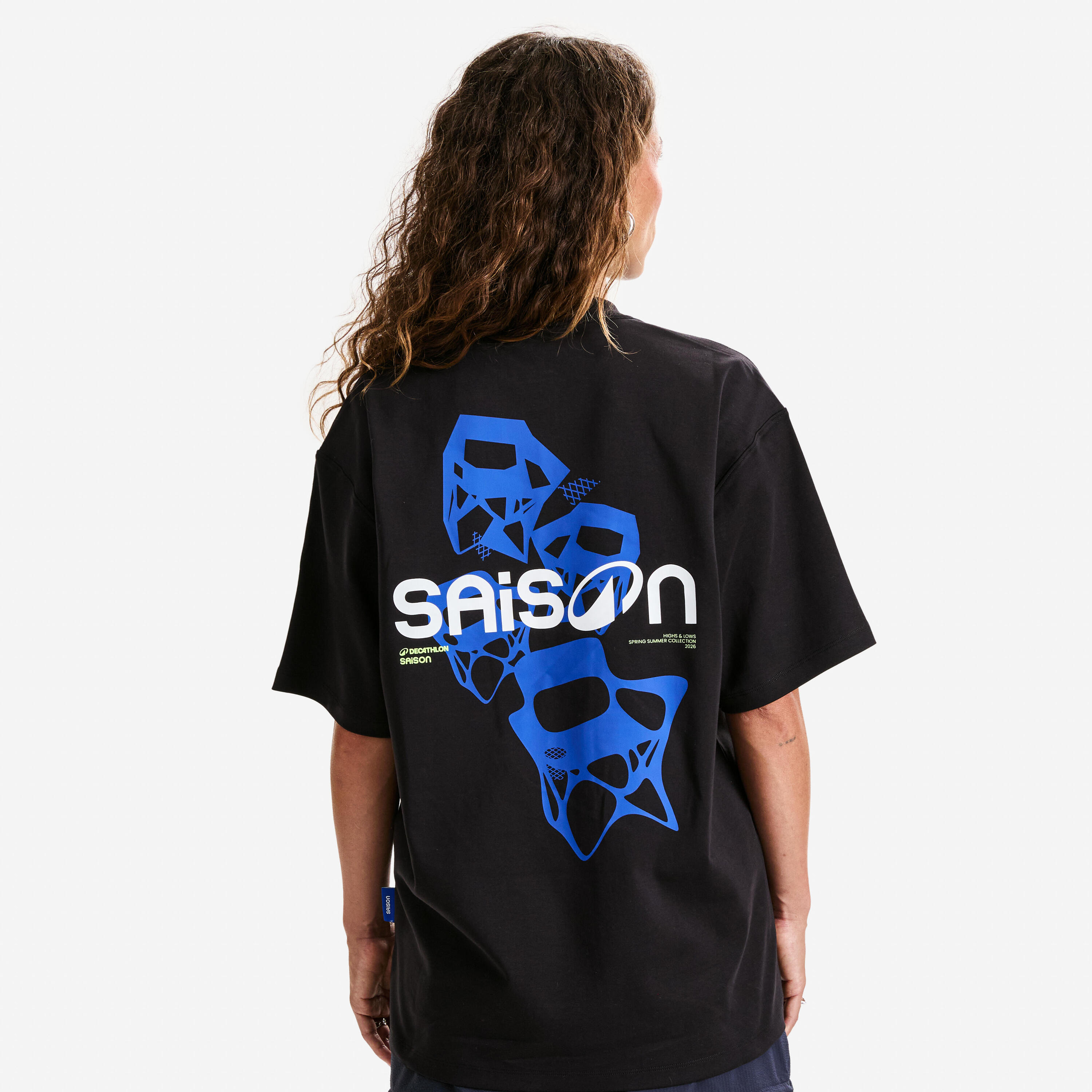 Tee-shirt graphique mixte, DECATHLON x SAISON, noir 3/6