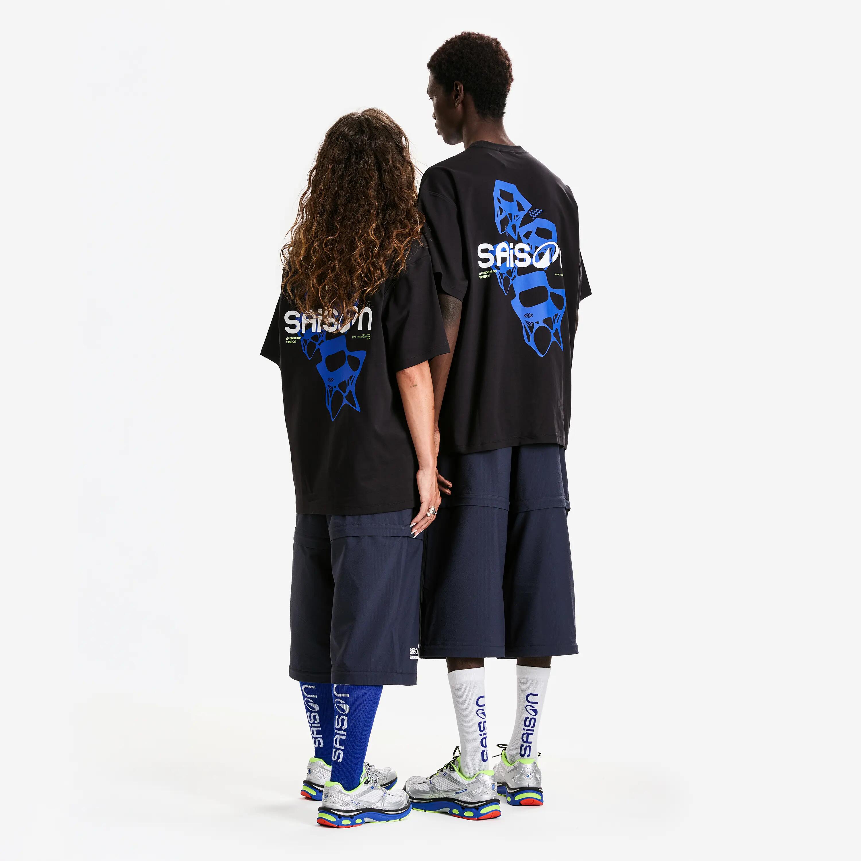Tee-shirt graphique mixte, DECATHLON x SAISON, noir 2/6
