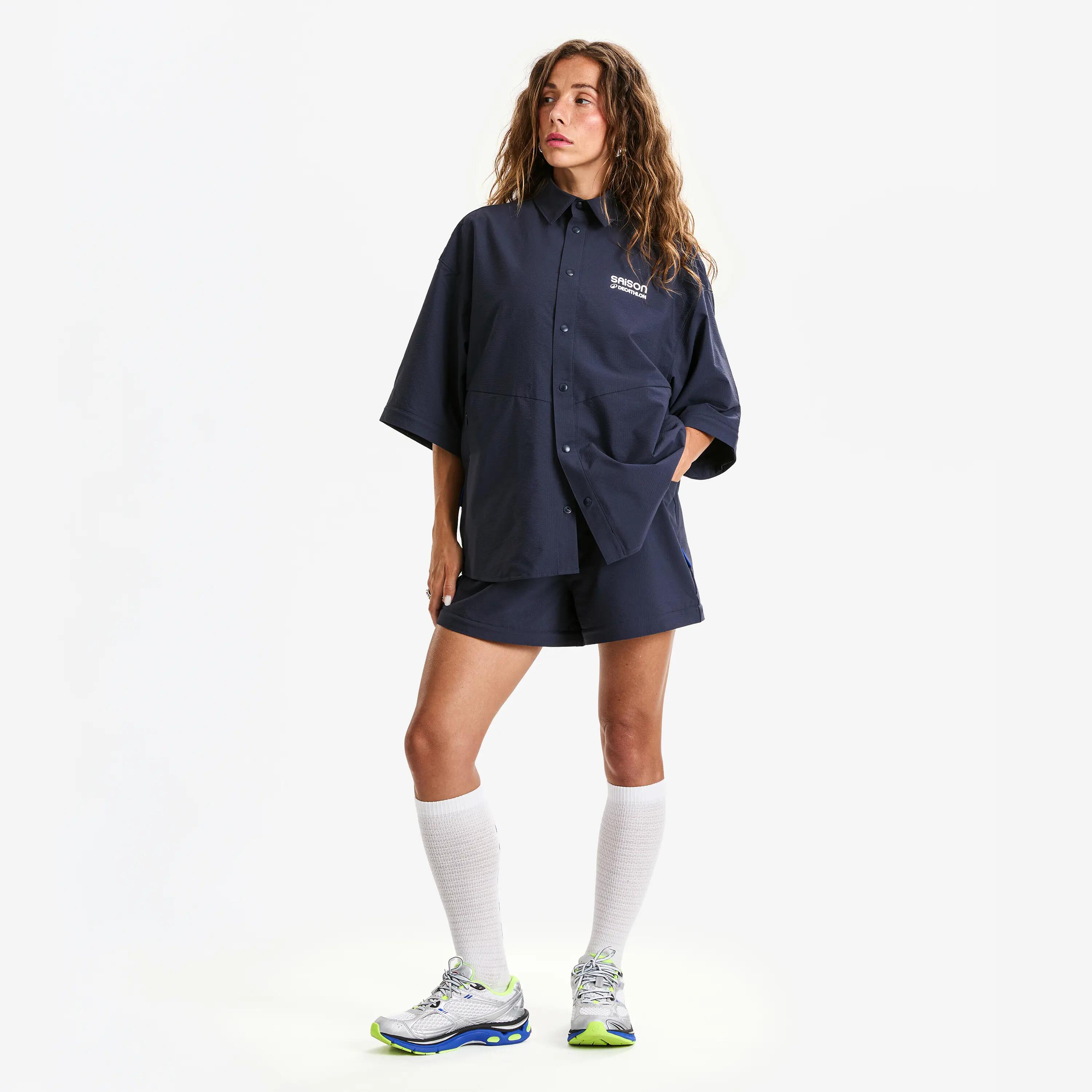 Veste 2 en 1 mixte oversize, DECATHLON x SAISON, bleu 7/8