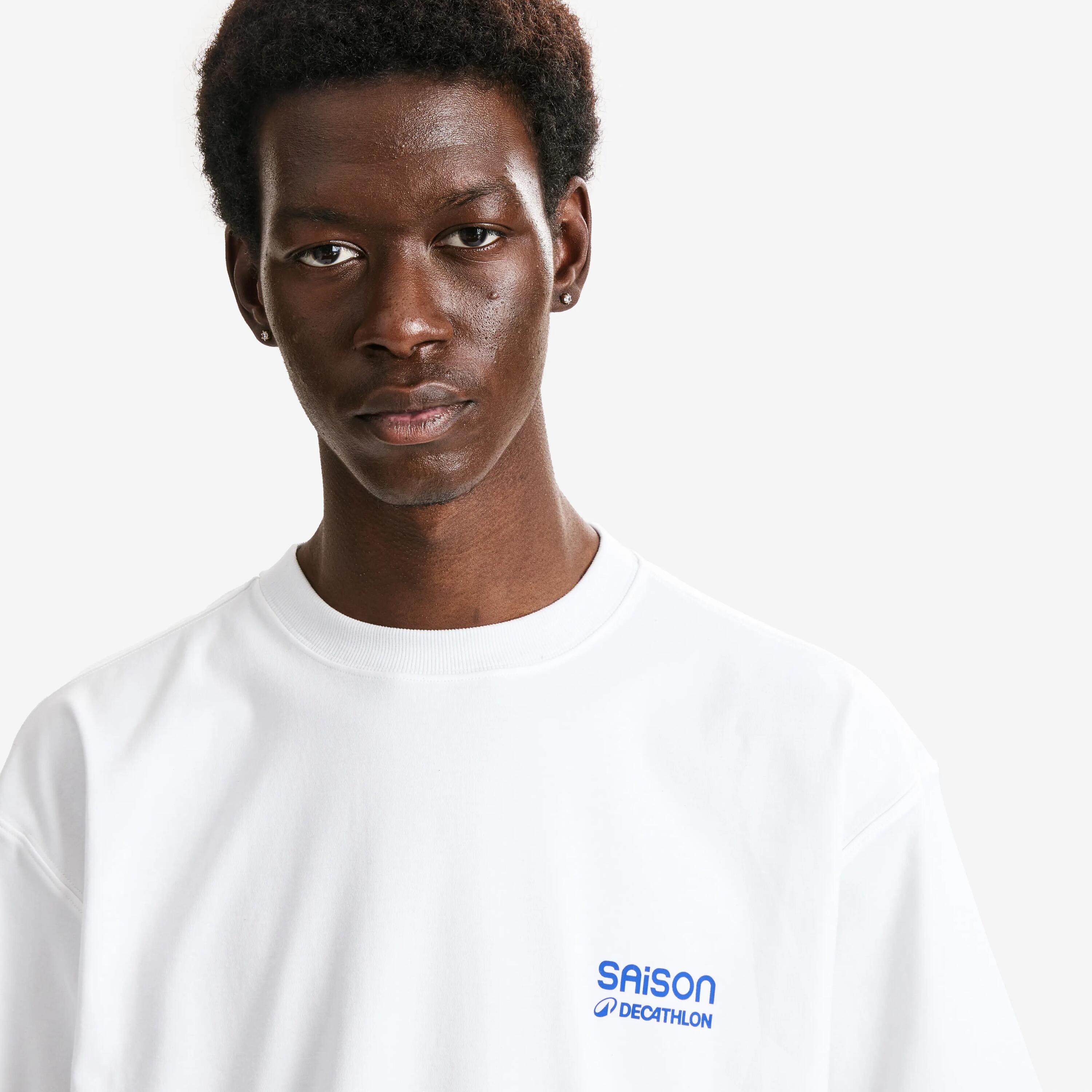 Tee-shirt graphique mixte, DECATHLON x SAISON, blanc 2/6