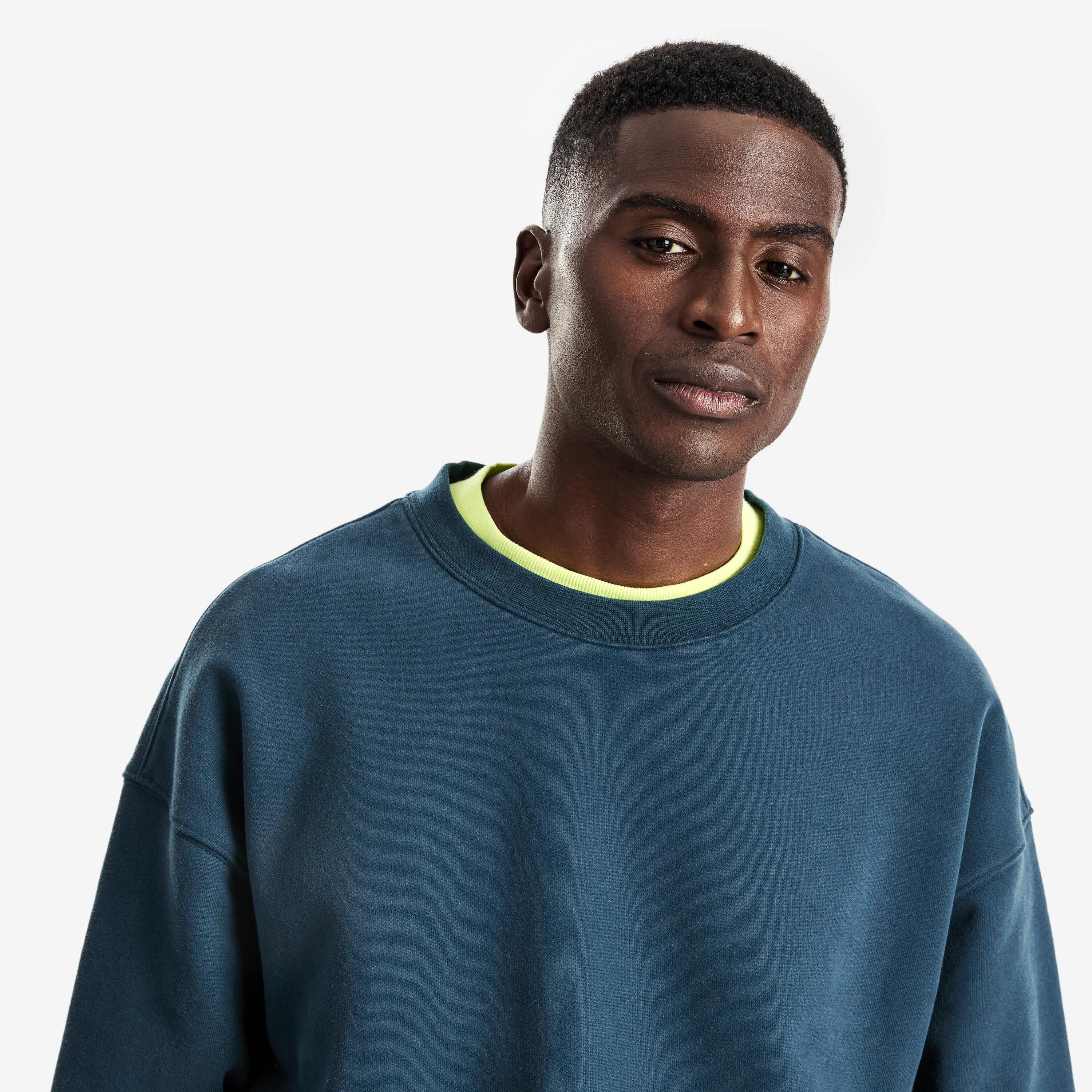 Sweatshirt Herren Rundhals Oversize - Elementals dunkelgrün 2/3
