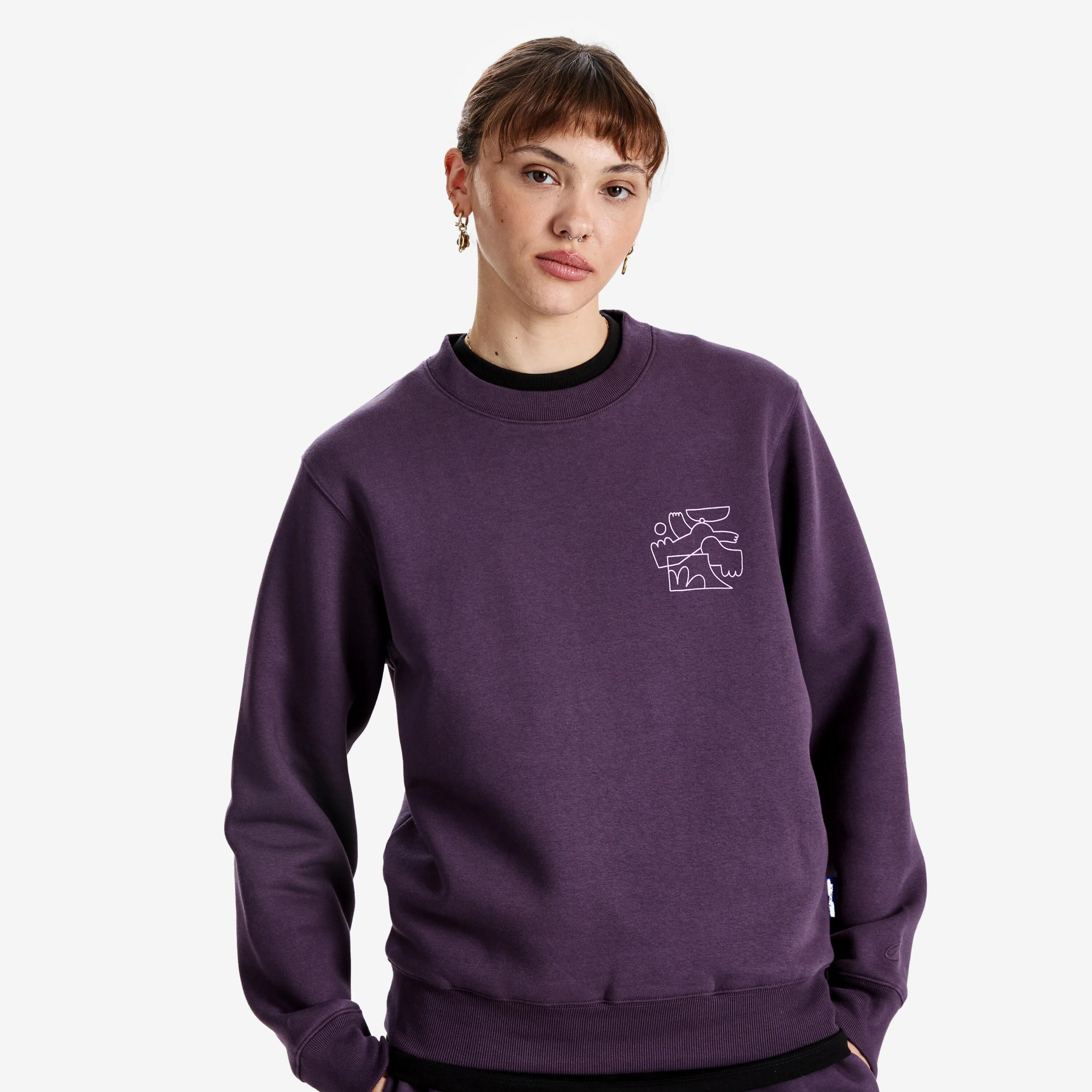 Sudadera cuello redondo de corte holgado unisex, Elementals, violeta 5/5