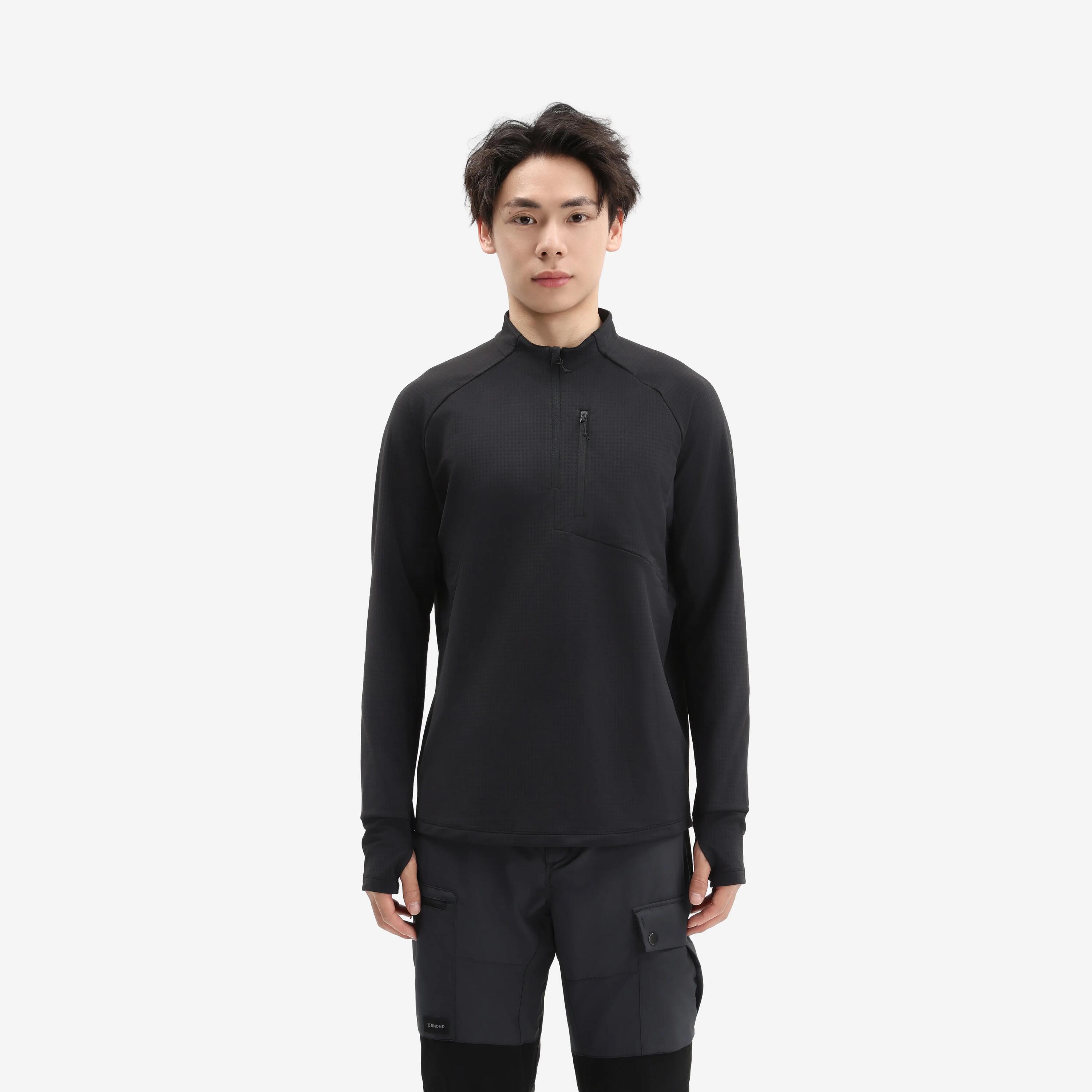 Men’s long-sleeved hiking t-shirt, MH500 Warm - Black -  3