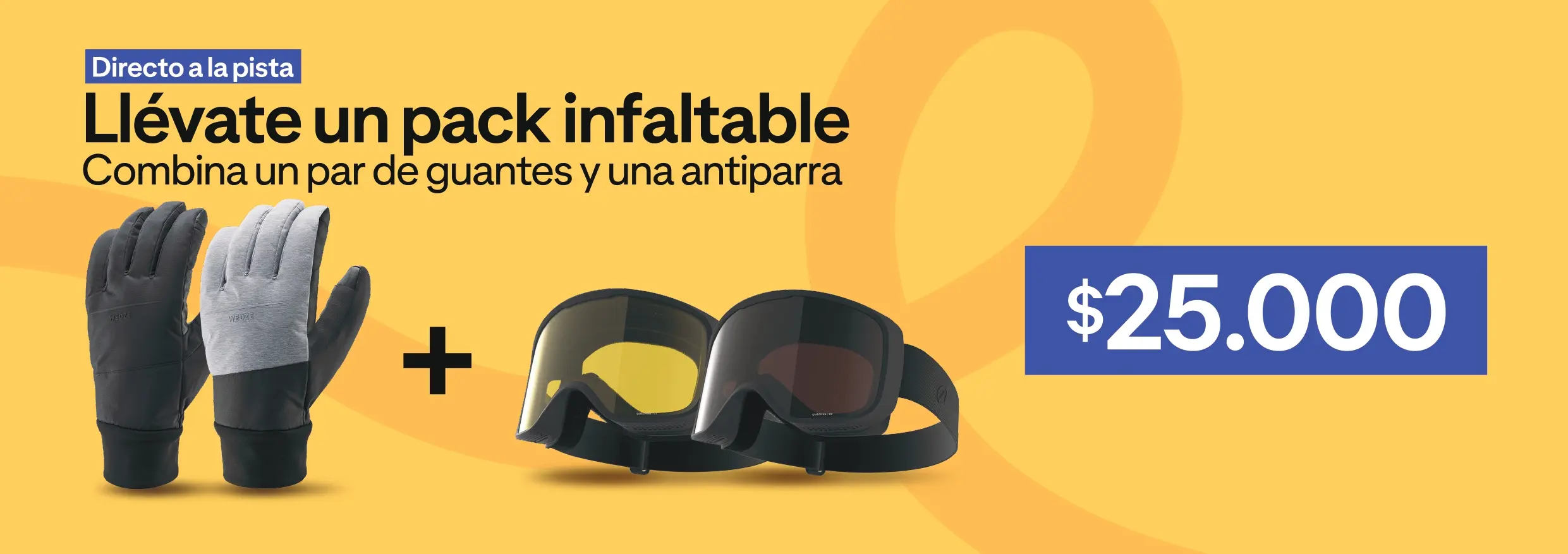 Combo Flash Nieve: Guantes y Antiparras por $25.000