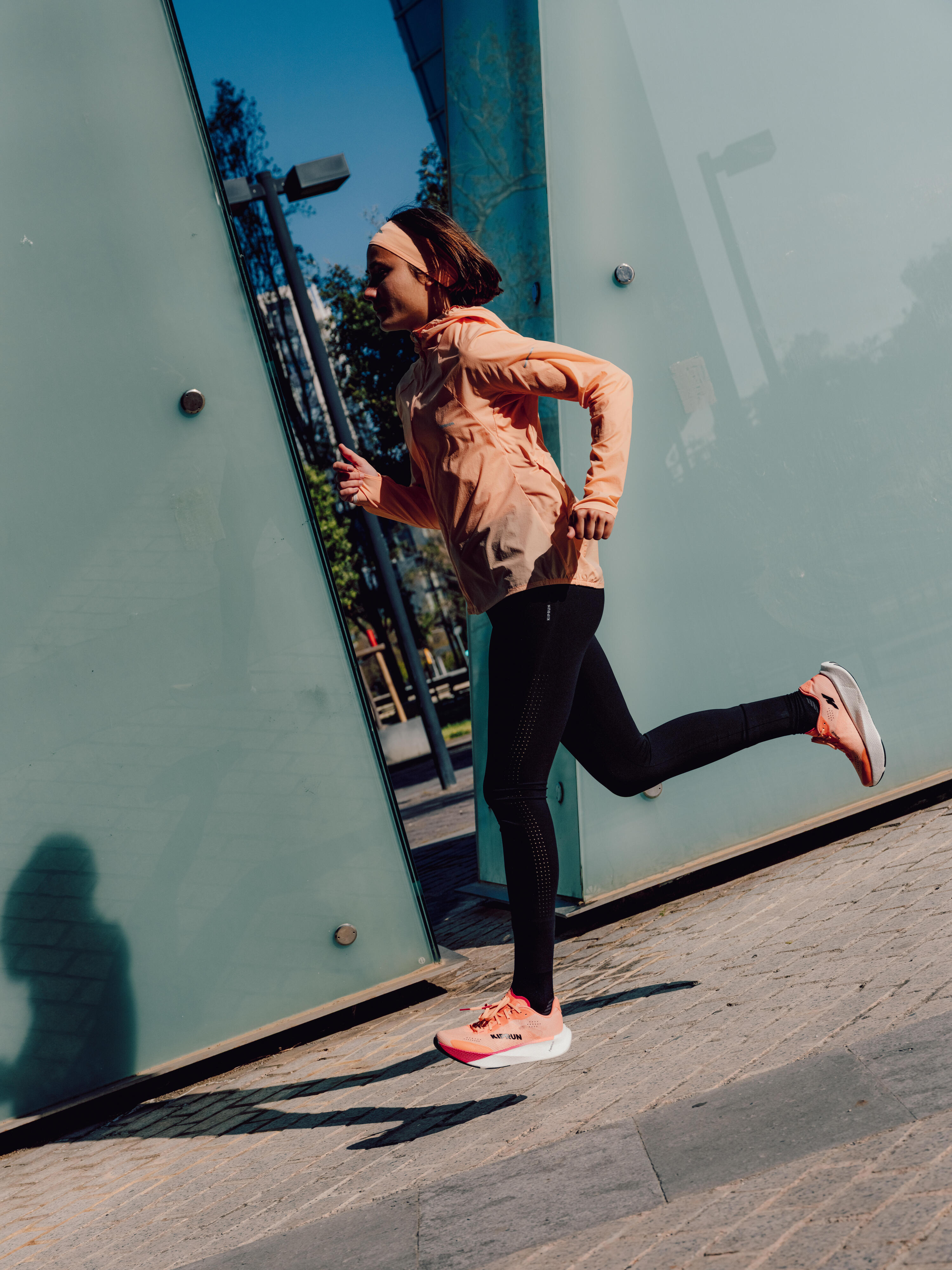 Chaussures running route femme, Kiprun Kipride Pomelo 7/12