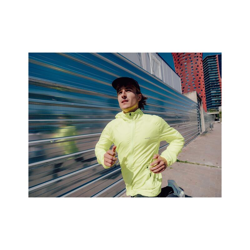 Geacă antivânt fluorescentă Kiprun Run Core PPE galben fluorescent bărbați