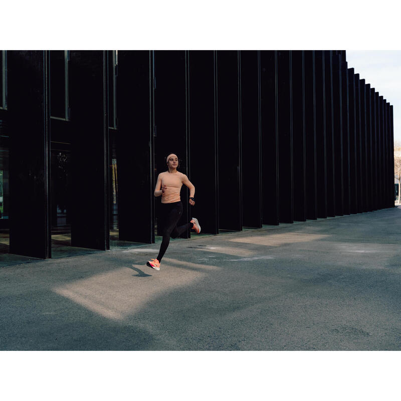 Kadın Uzun Kollu Koşu Tişörtü - Turuncu/Beyaz - Kiprun Run 500