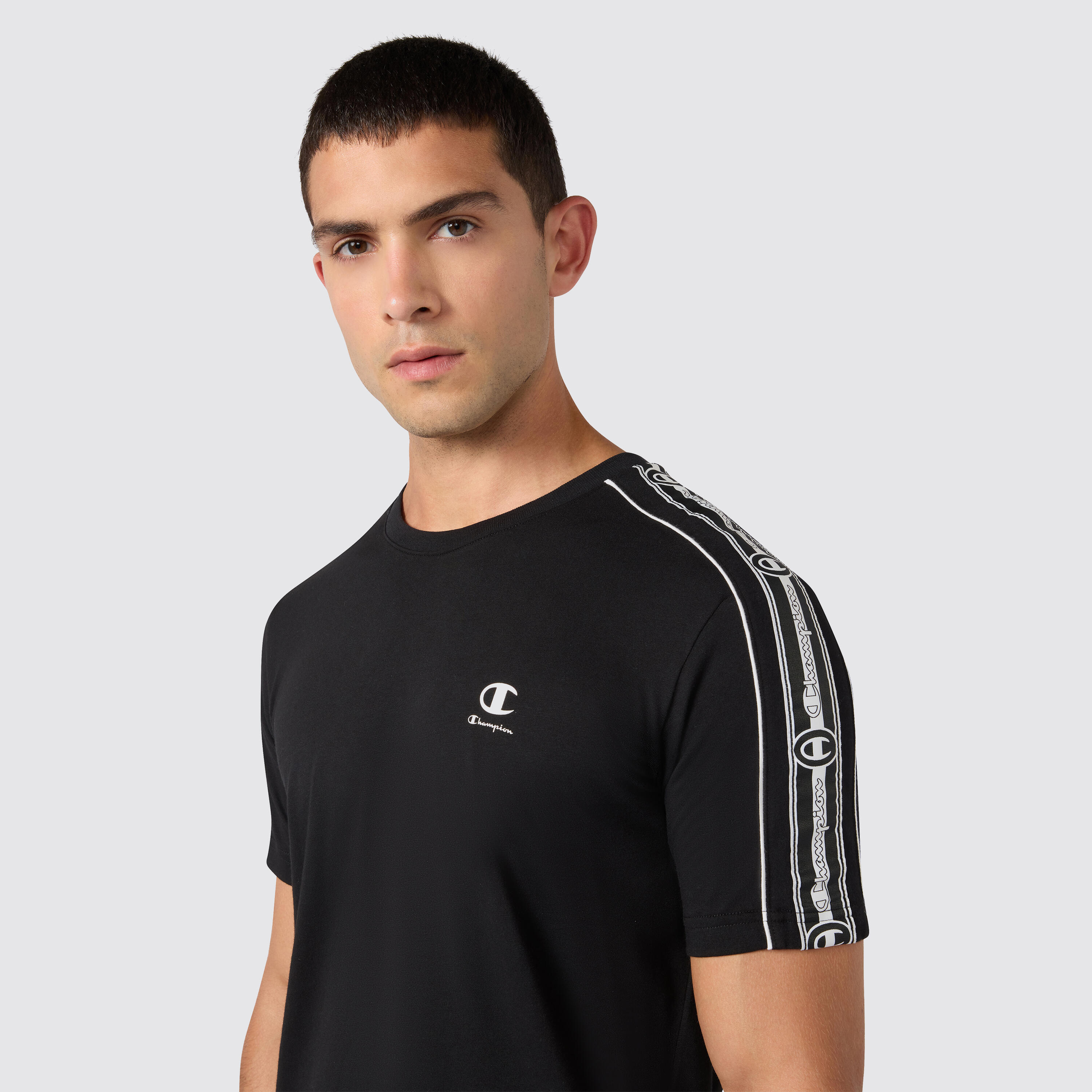 Camiseta estándar hombre, Champion, negro 3/4