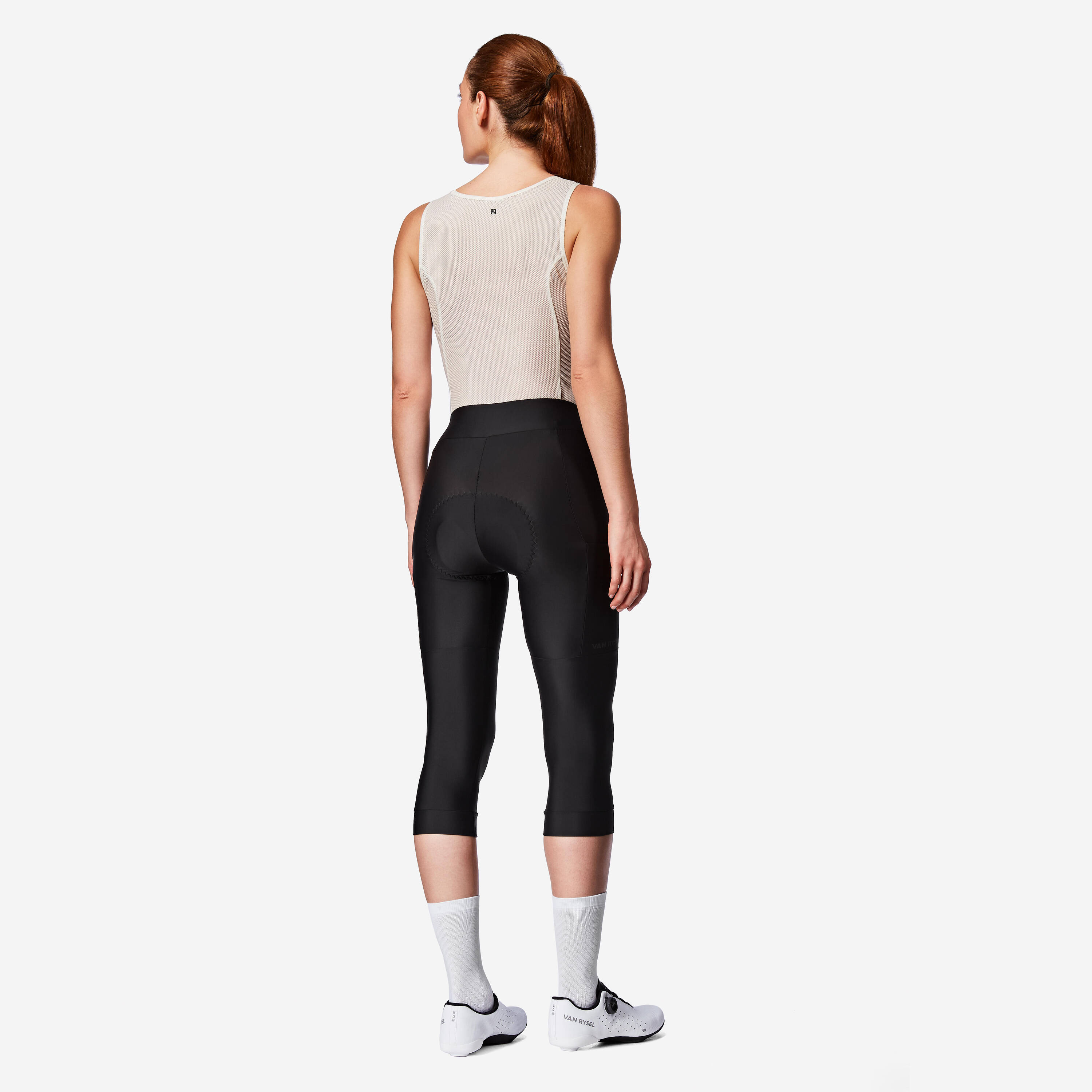 Women's road cycling capri, Discover black -  2