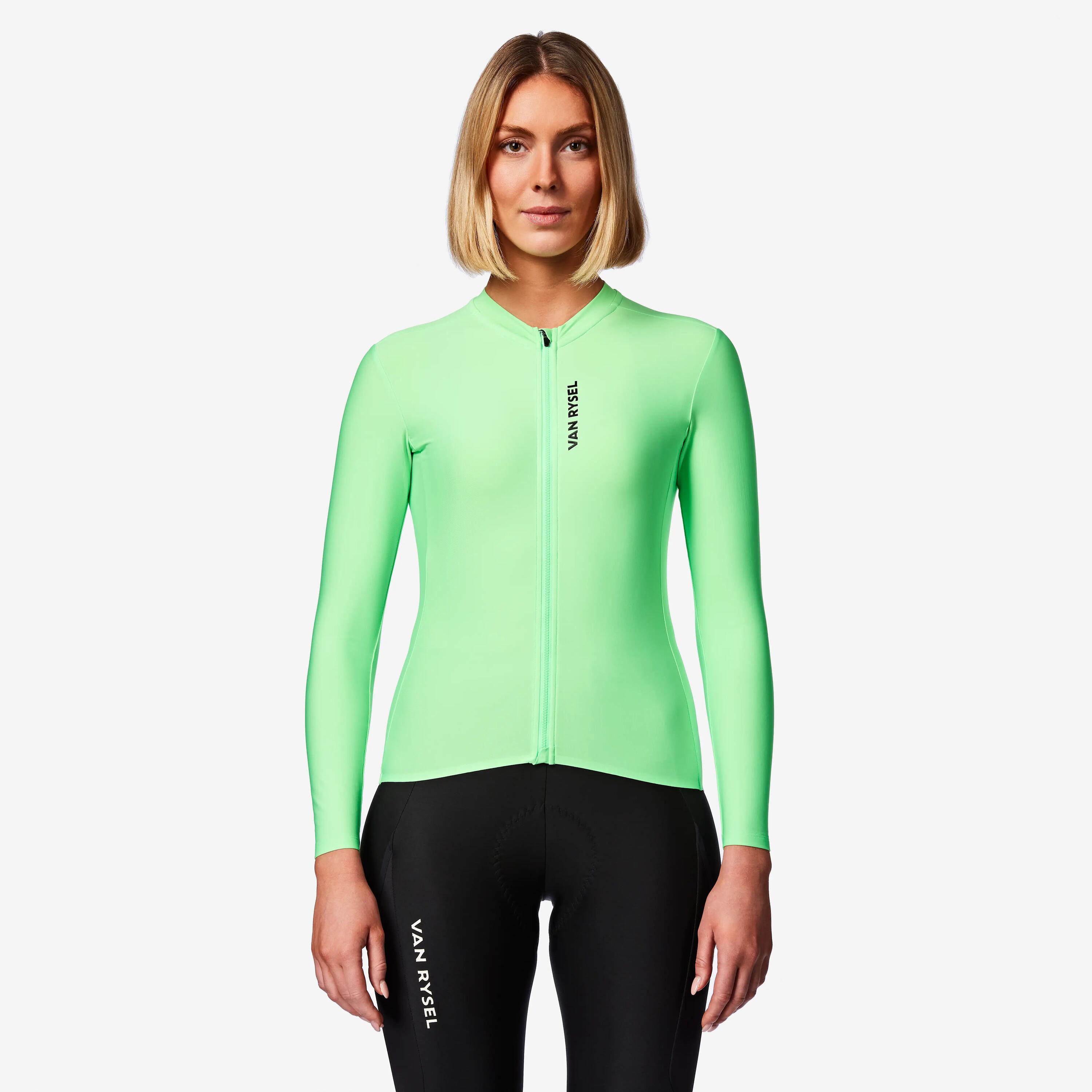Maillot à manches longues de vélo de route mi-saison unisexe, RCR 2 vert 2/9