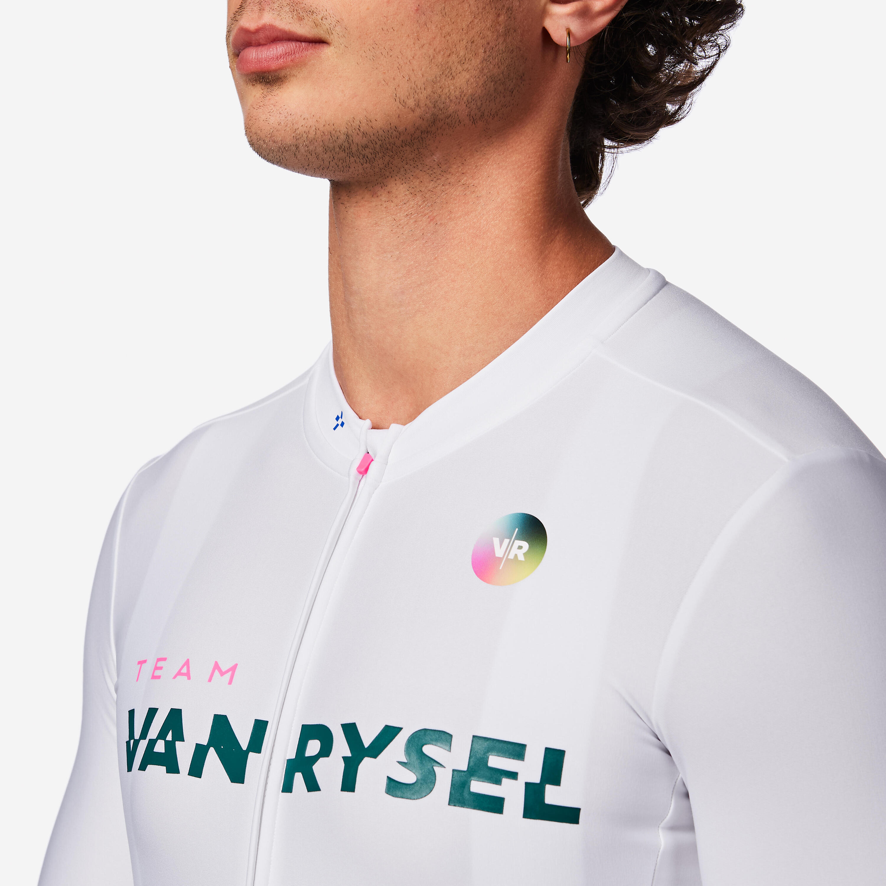 Camisola Manga Comprida Ciclismo de Estrada Meia Estação Unissexo RCR 2 Branco 5/10