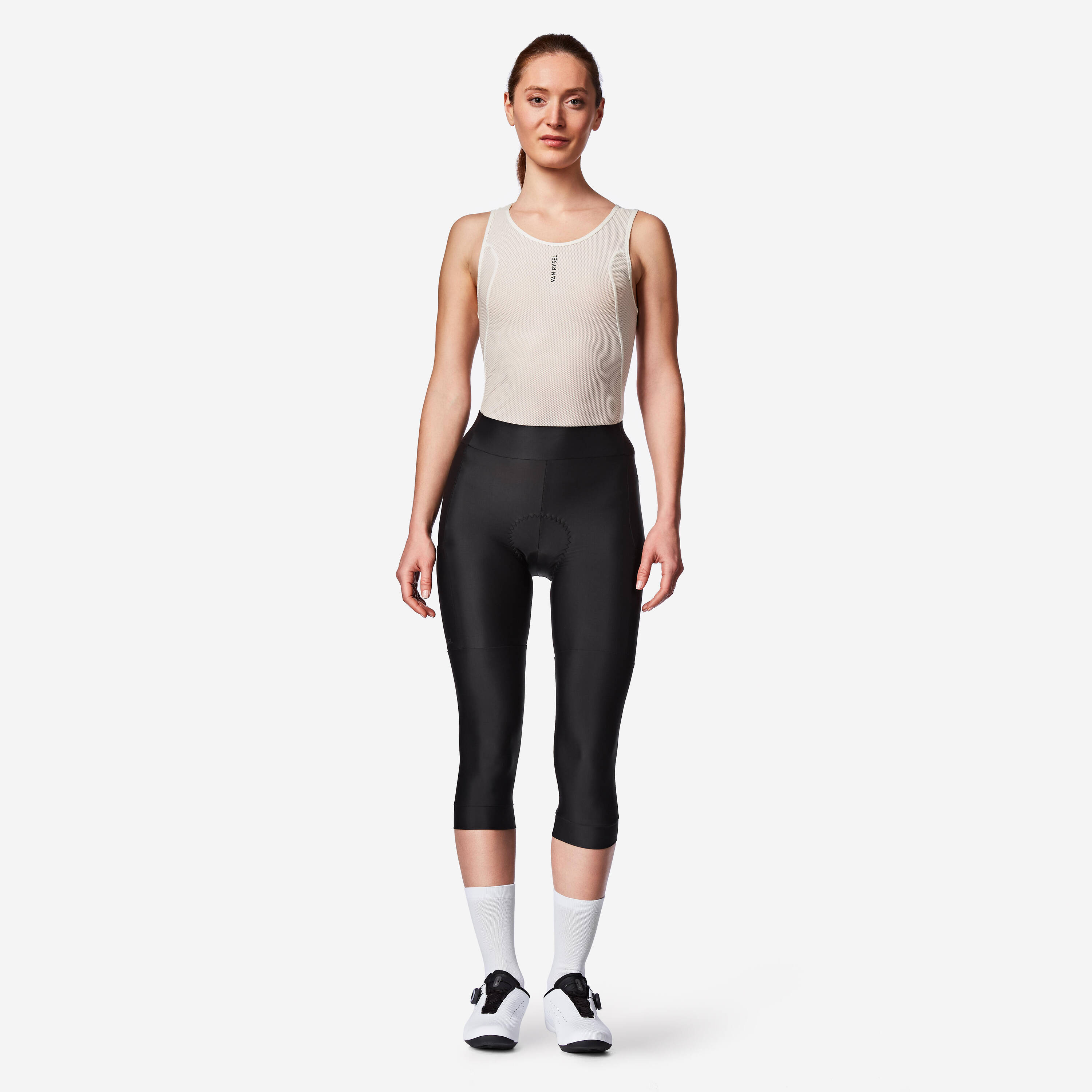 Women's road cycling capri, Discover black -  1