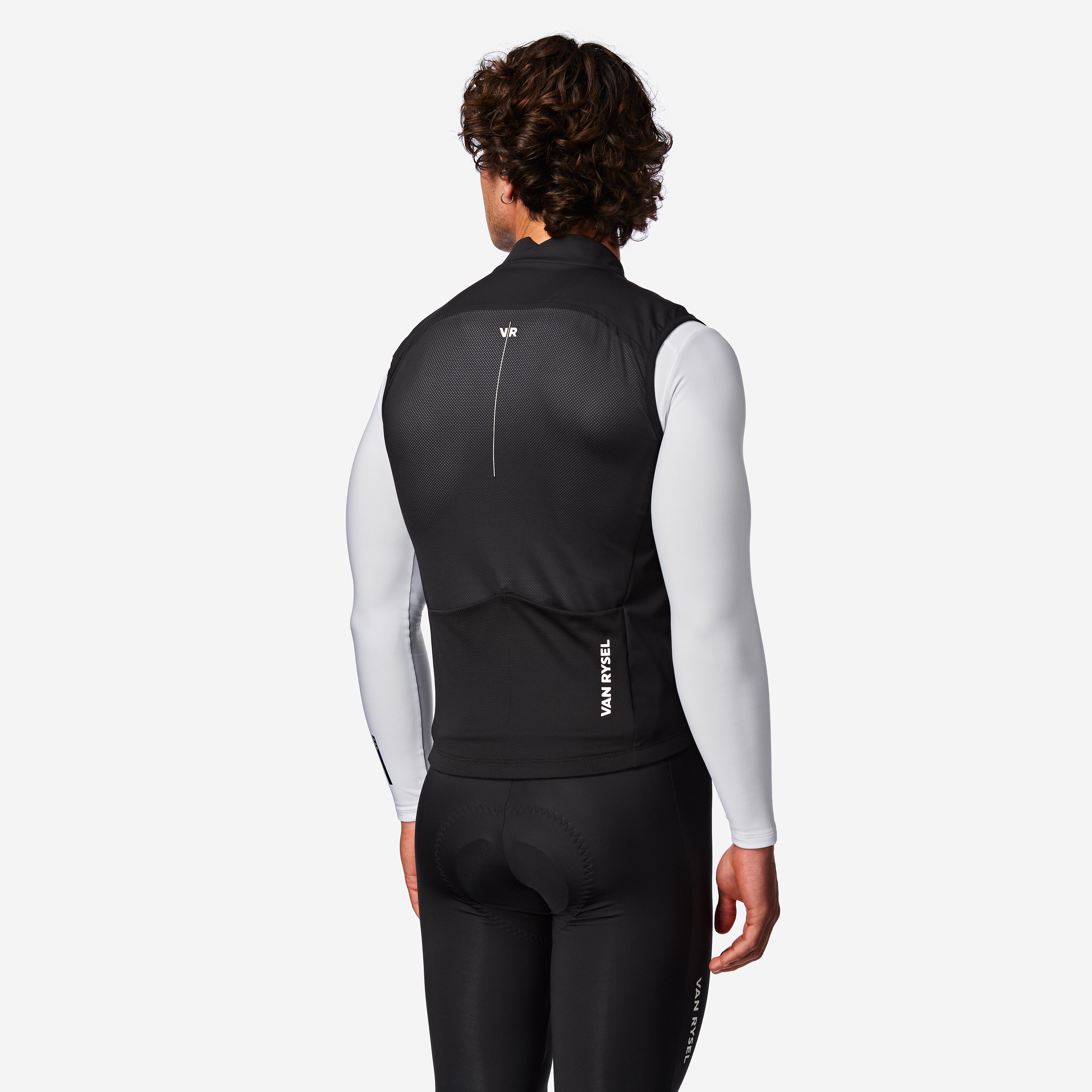 Men's road bike windproof vest, RCR black | Decathlon