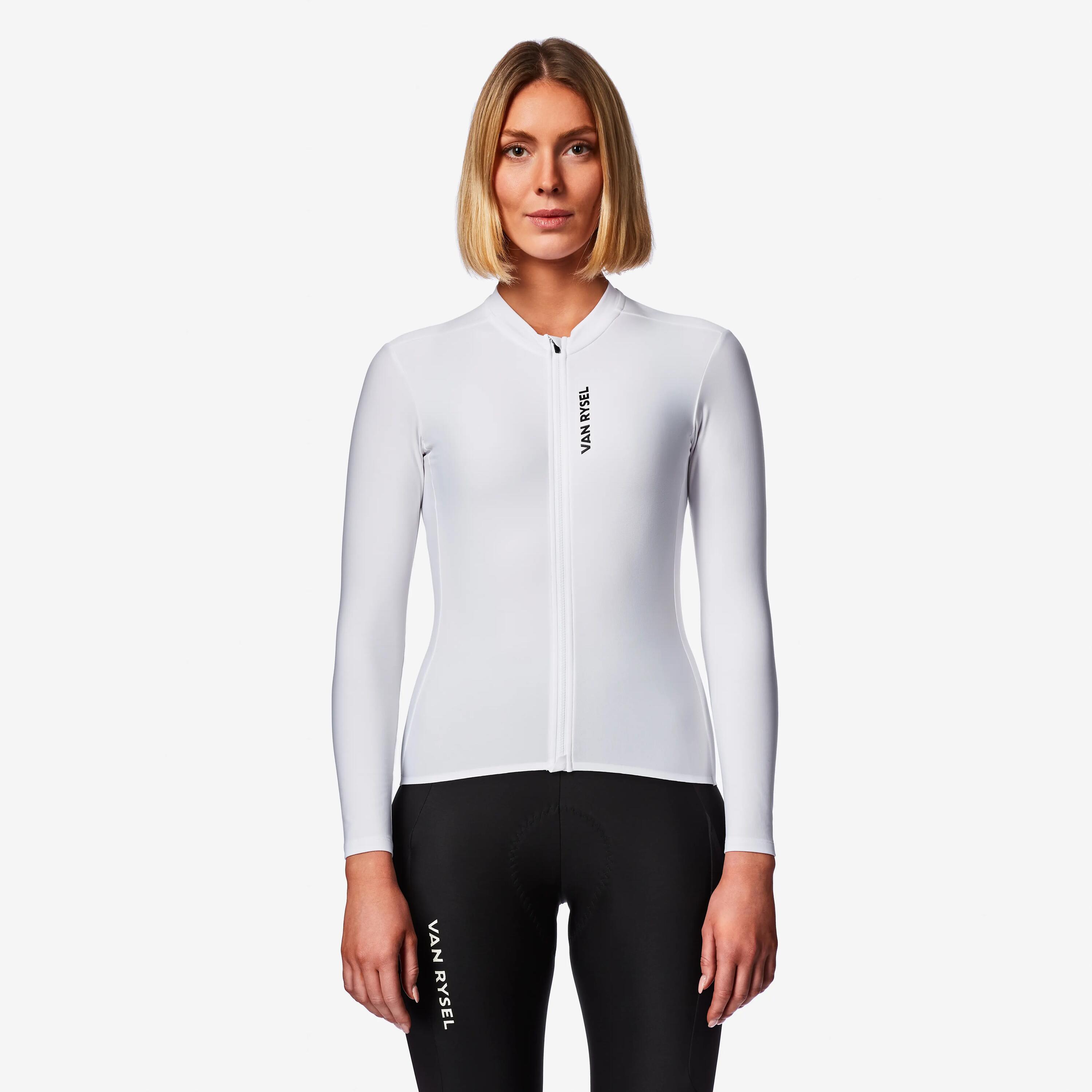 Camiseta para ciclismo de ruta manga larga Unisex Van Rysel RCR-R 2 - Blanco 9/13