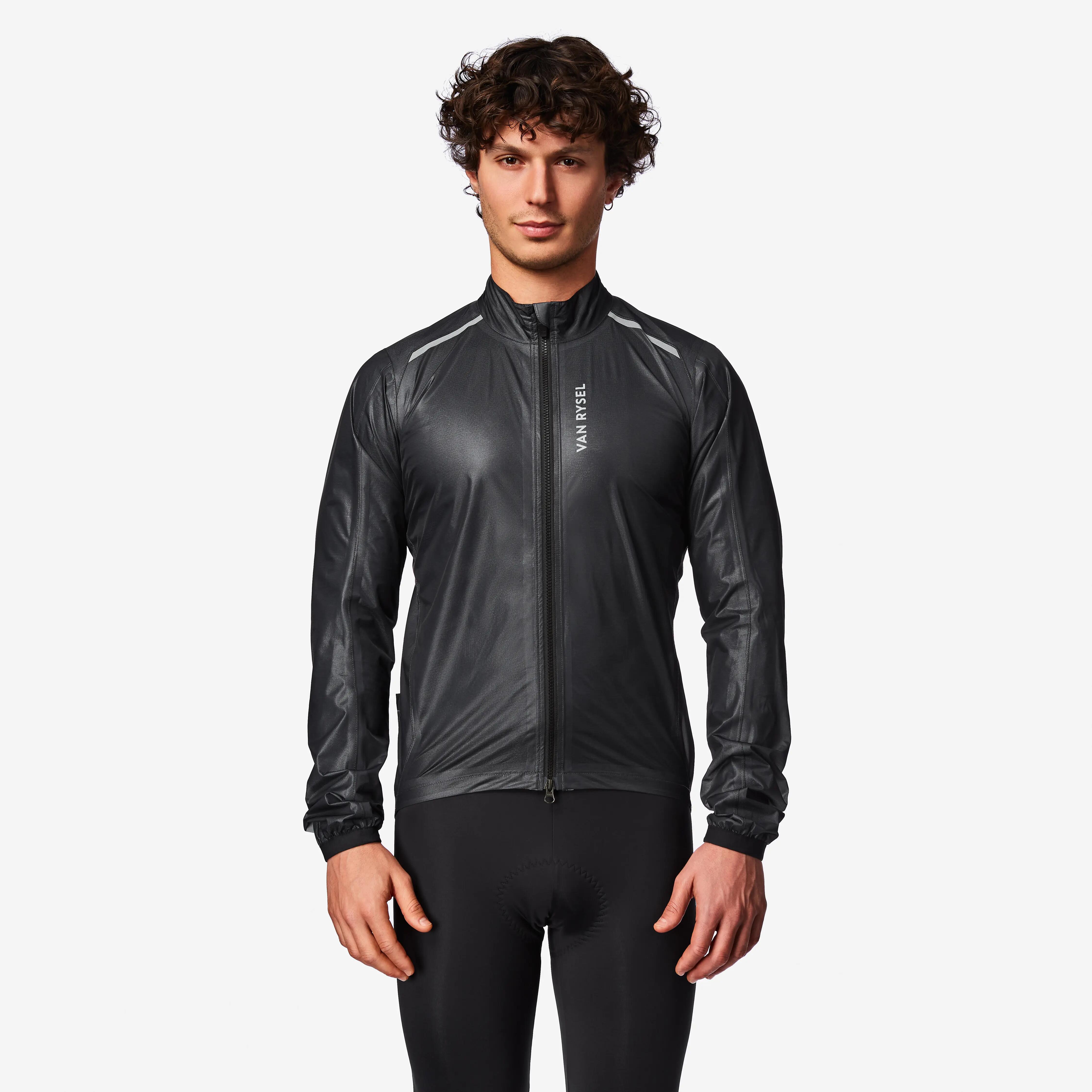 Men's RCR Ultralight Long-Sleeved Road Bike Rain Jacket - Black