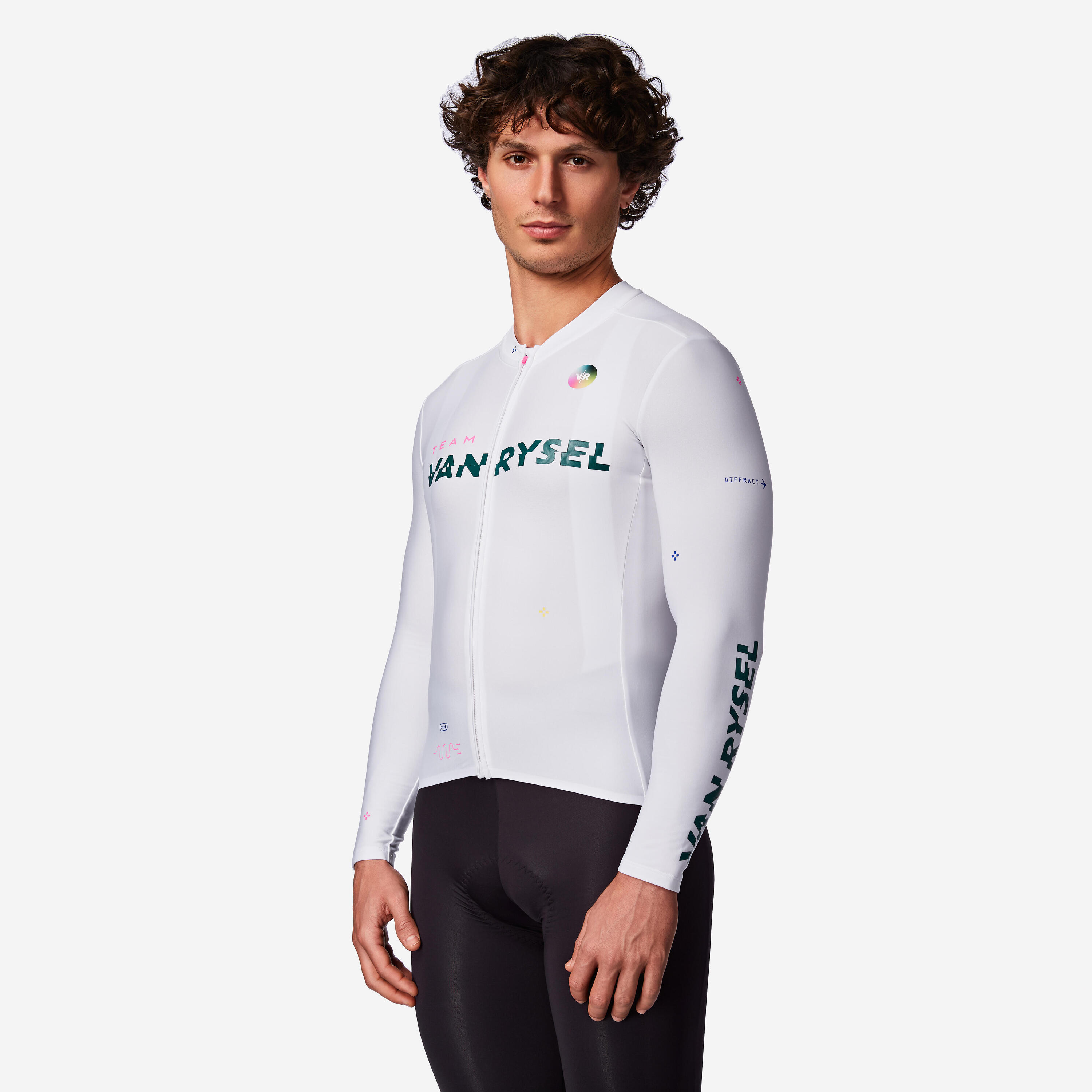 Camisola Manga Comprida Ciclismo de Estrada Meia Estação Unissexo RCR 2 Branco 7/10