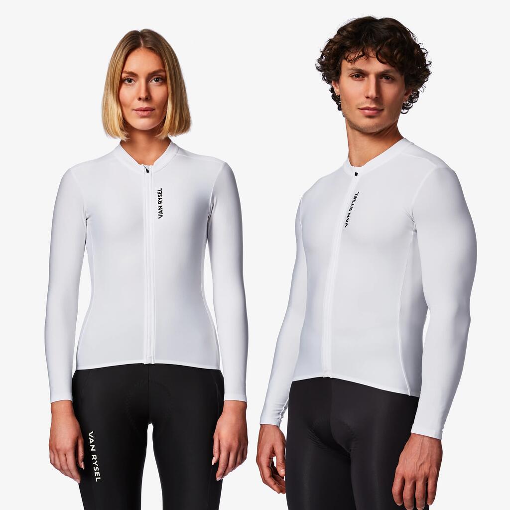 Unisex zateplený cyklistický dres RCR-R 2 dlhý rukáv biely