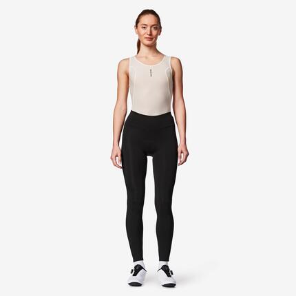 Cuissard long de vélo de route sans bretelles hiver femme, Discover noir