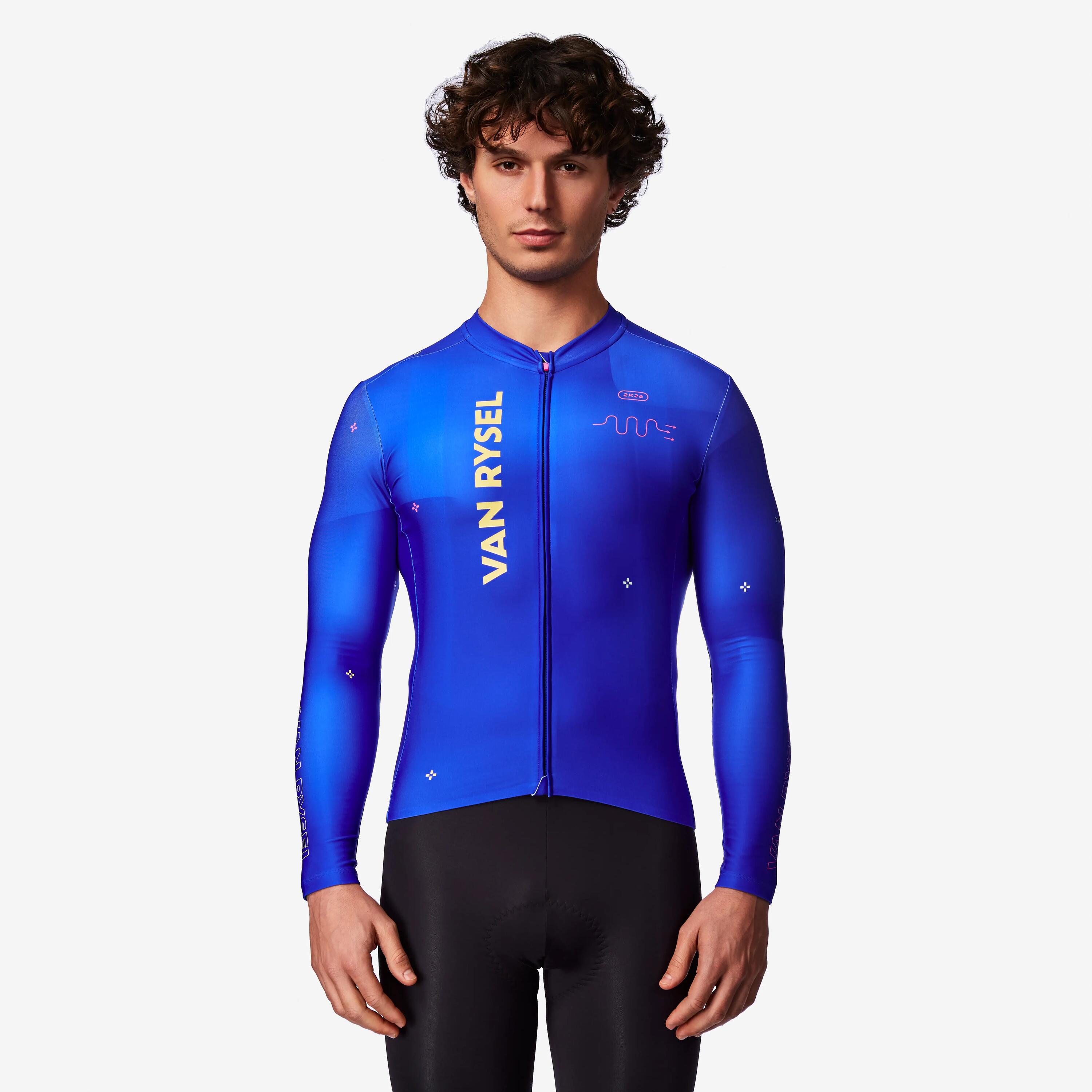 Radtrikot langarm Zwischensaison Rennrad RCR-R 2 unisex blau  8/10