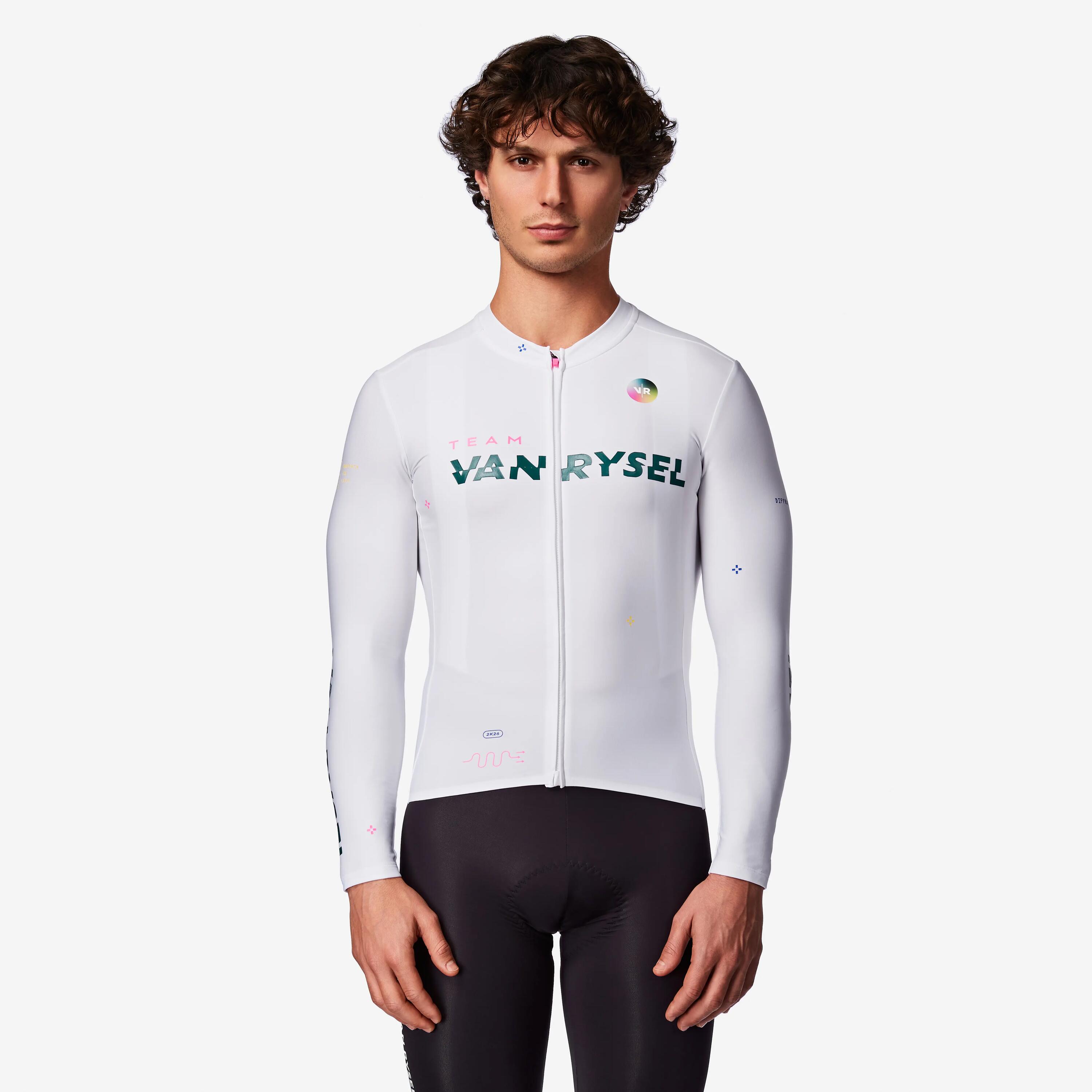 Radtrikot langarm Zwischensaison Rennrad RCR-R 2 unisex weiß  8/10