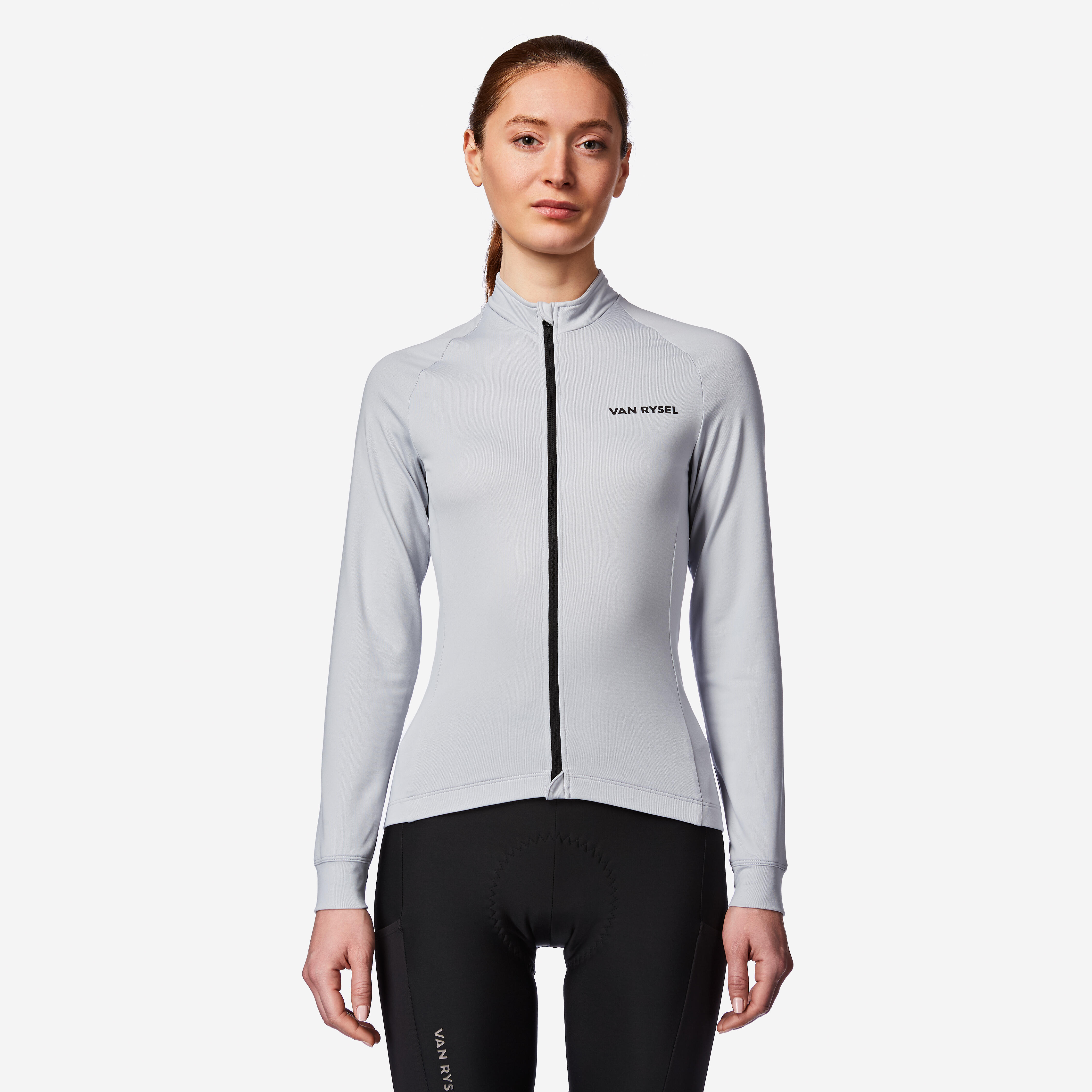 Maillot de vélo de route manches longues mi-saison femme, EDR Discover gris