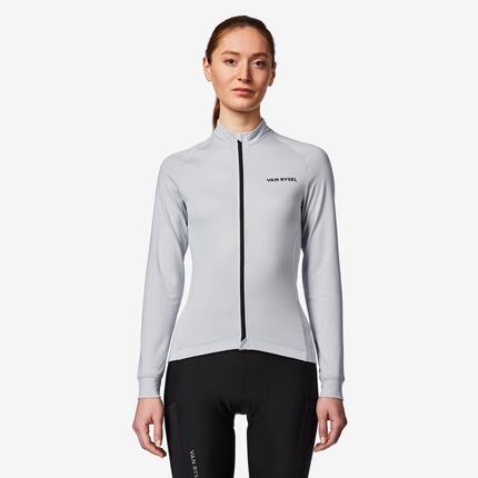 Maillot de vélo de route manches longues mi-saison femme, EDR Discover gris