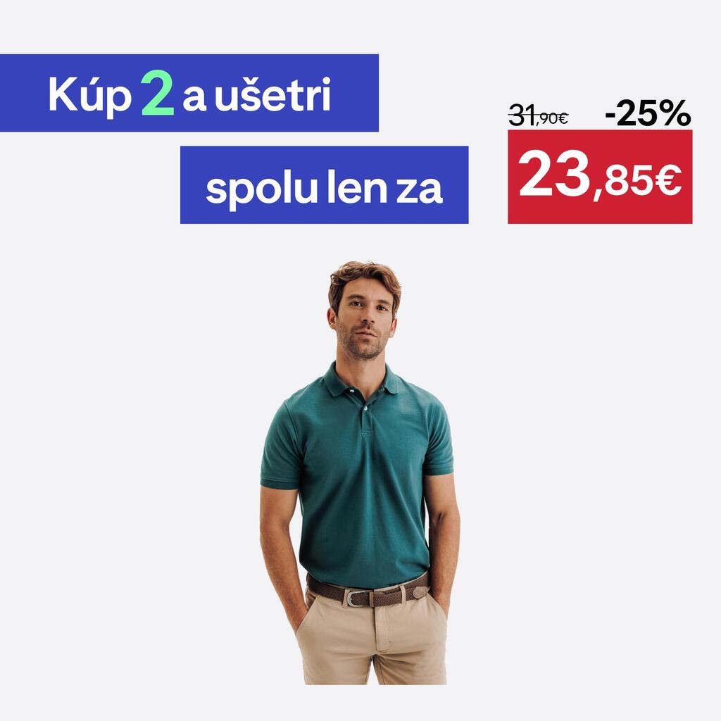Pánska golfová polokošeľa s krátkym rukávom z polyesteru a bavlny tmavozelená