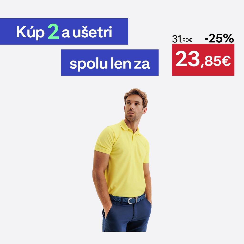 Pánska golfová polokošeľa s krátkym rukávom MW500 z bavlny a polyesteru žltá