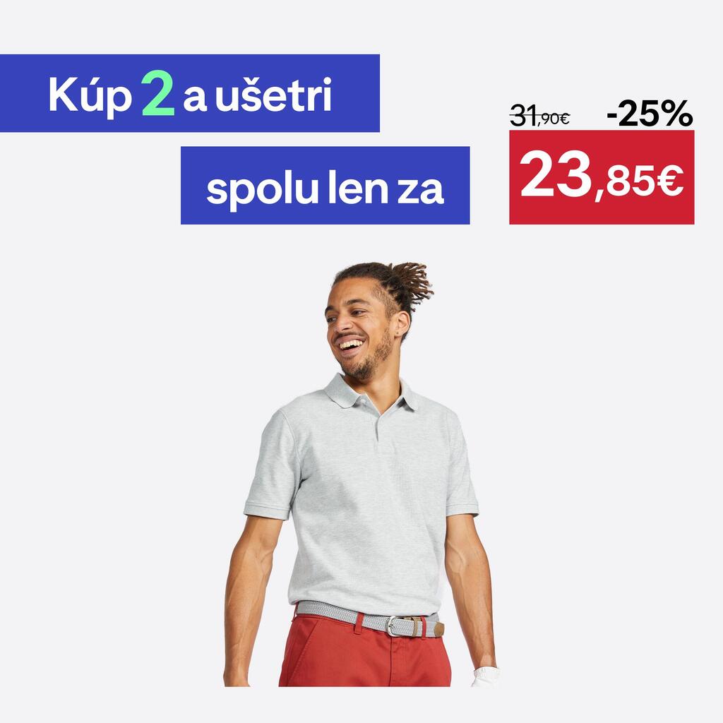 Pánska golfová polokošeľa z polyesteru a bavlny s krátkym rukávom MW500 sivá