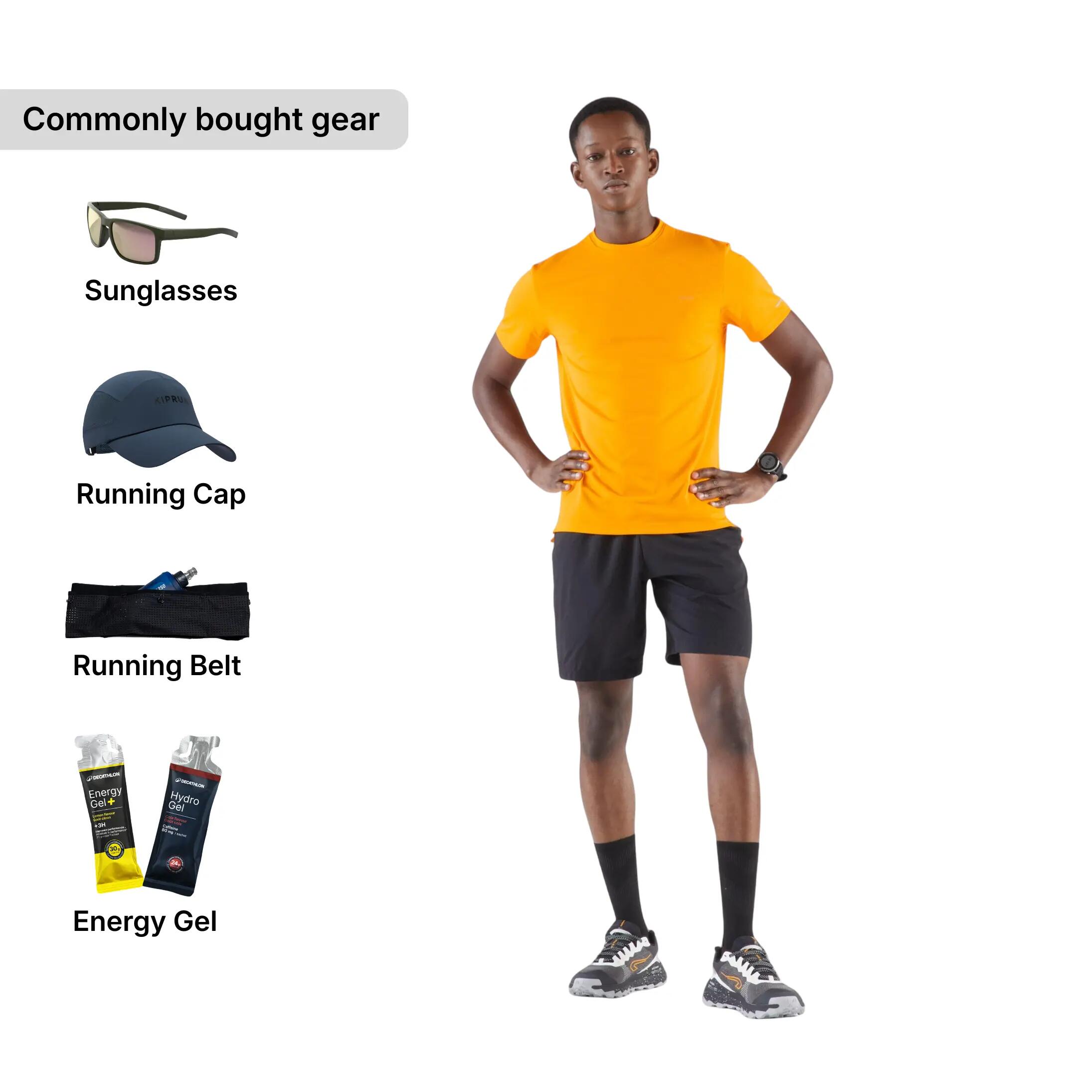 Short de running transpirable negro para hombre Dry+ 8/26