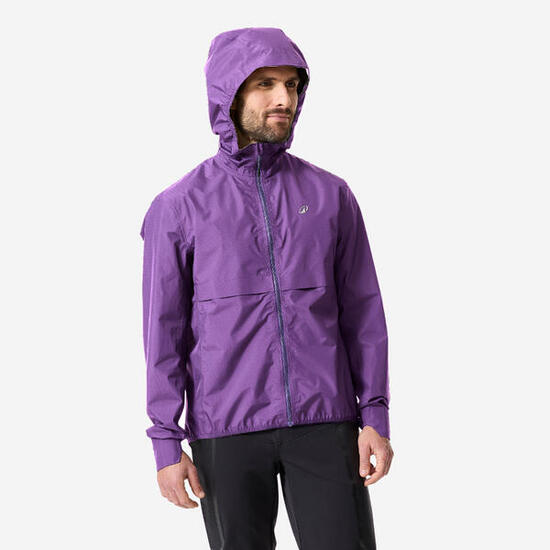 Veste imperméable vélo VTT manches longues, compacte 500 violet