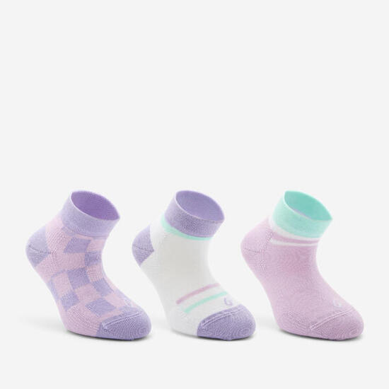 Chaussettes de sport courtes enfant, violet et blanc
