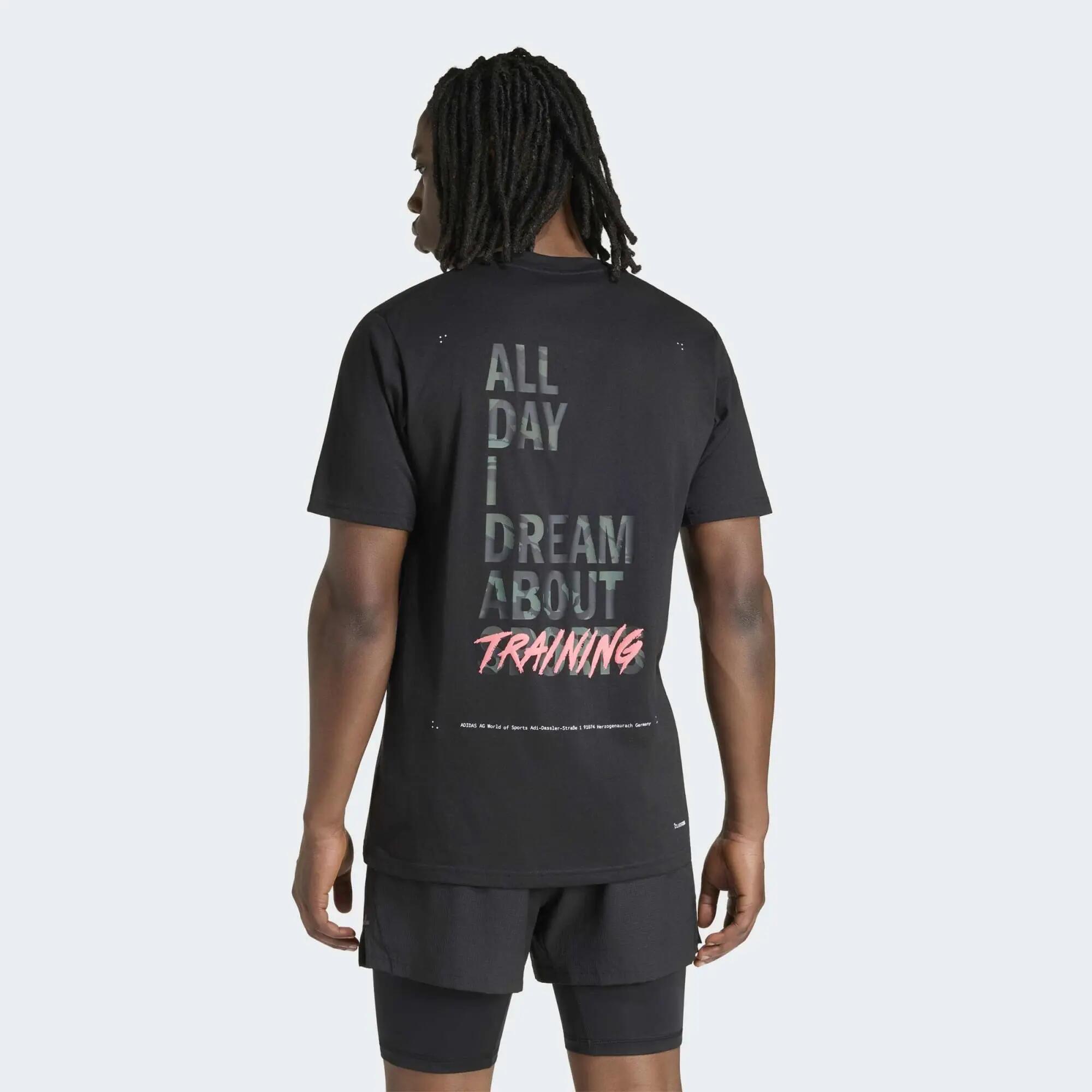 T-shirt de Fitness Respirável Homem Preto 3/4