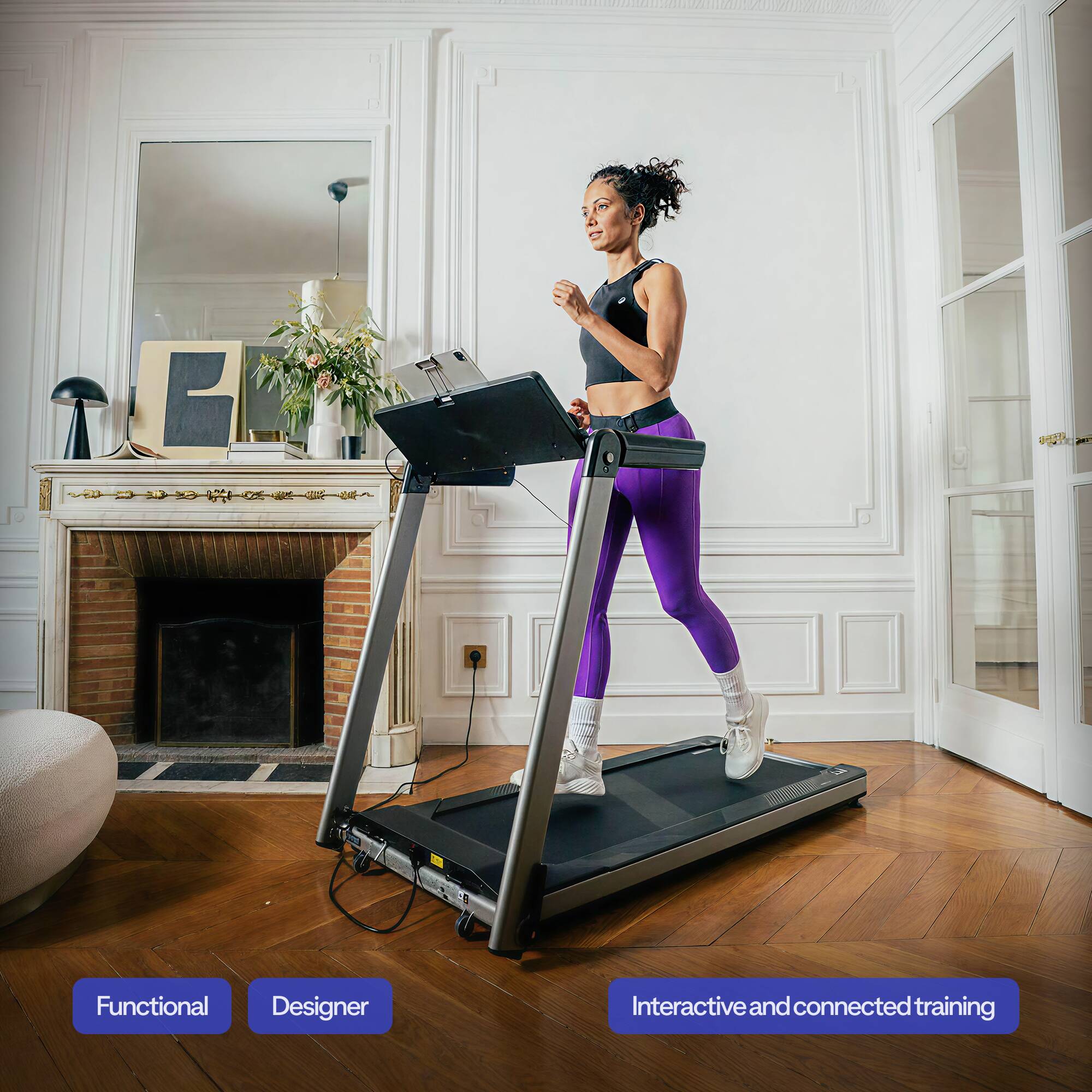 Compact Treadmill 14 km/h Convertible to Mirror - Run100 Milor Limited Edition -  3