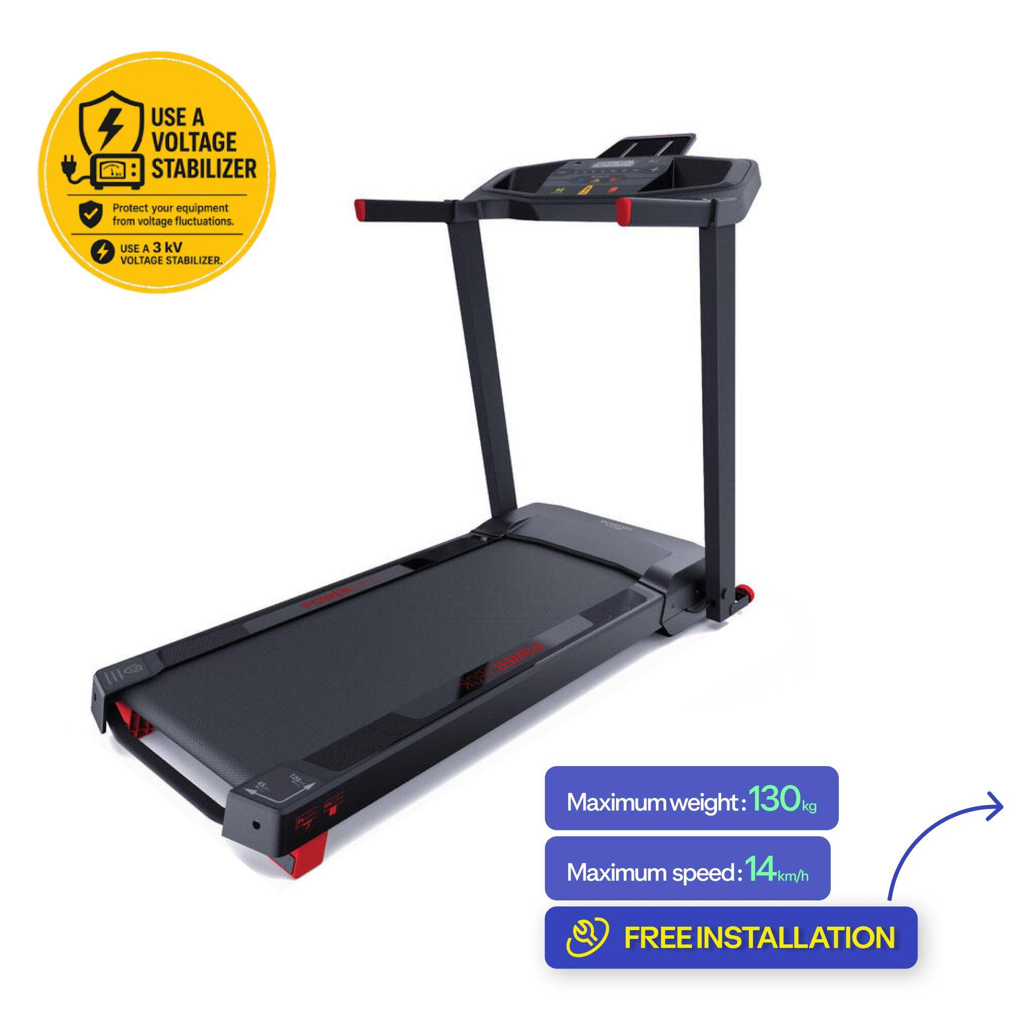 Smart Foldable Treadmill Upto 14 kmph, Supports upto 130kg, Run100E - Black -  1