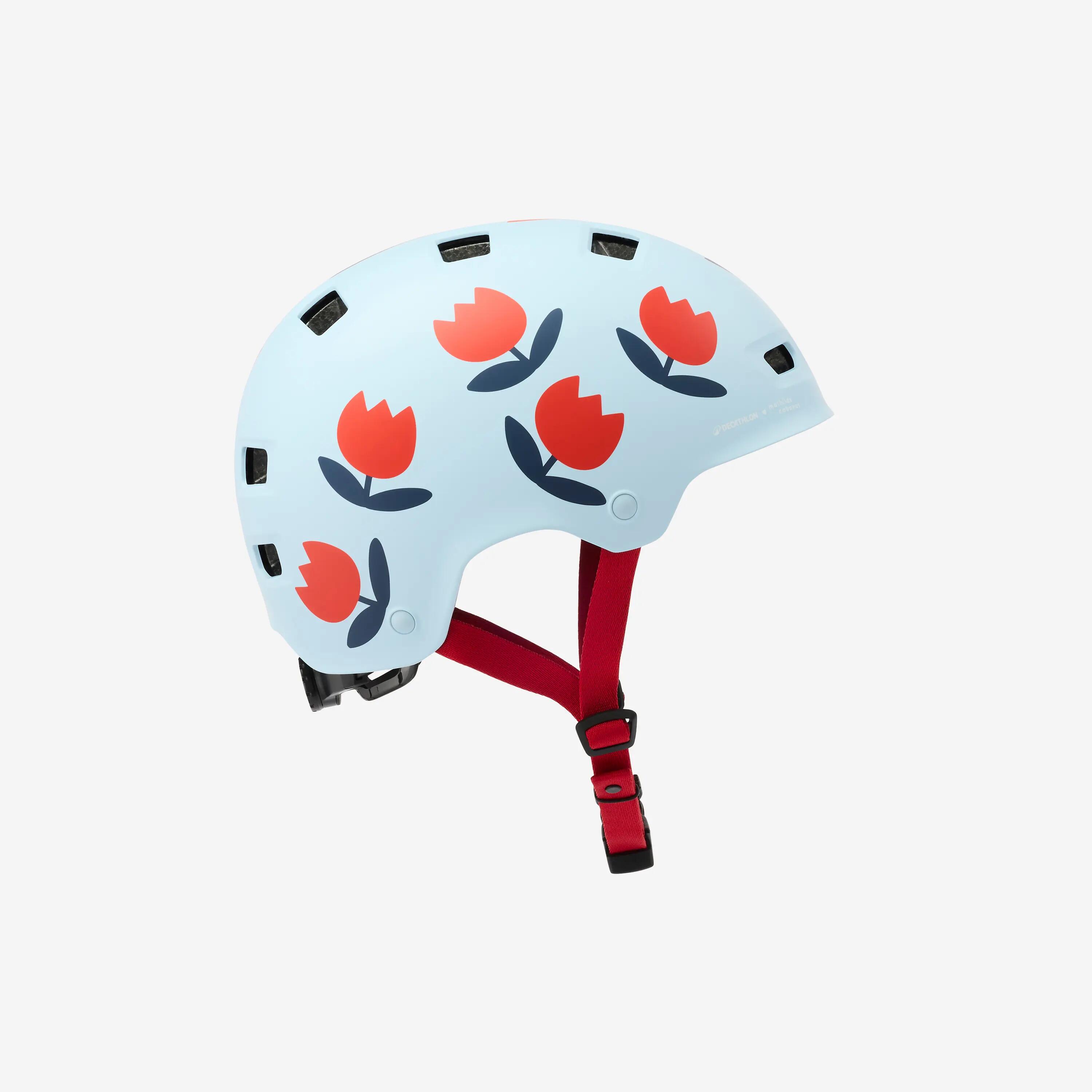 Casque vélo ville bol enfant Mathilde Cabanas X Decathlon Tulipes 7/17