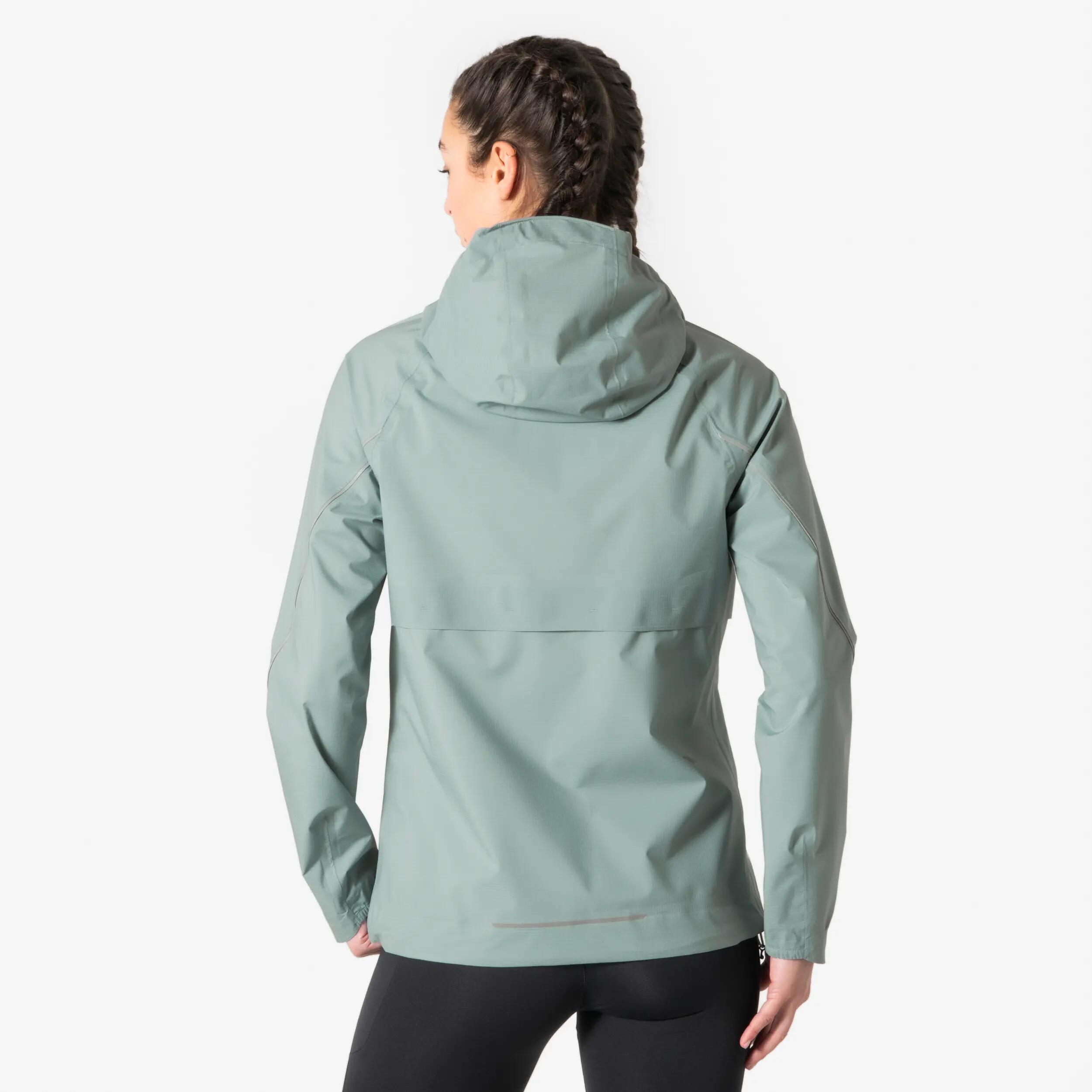 Giacca impermeabile running donna RUN FLOW verde 3/12